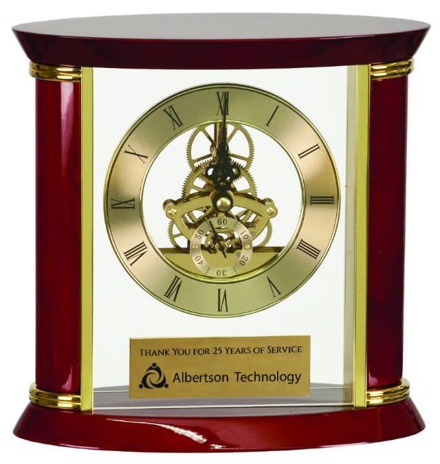 Executive Piano Finish Clock Gold/Rosewood