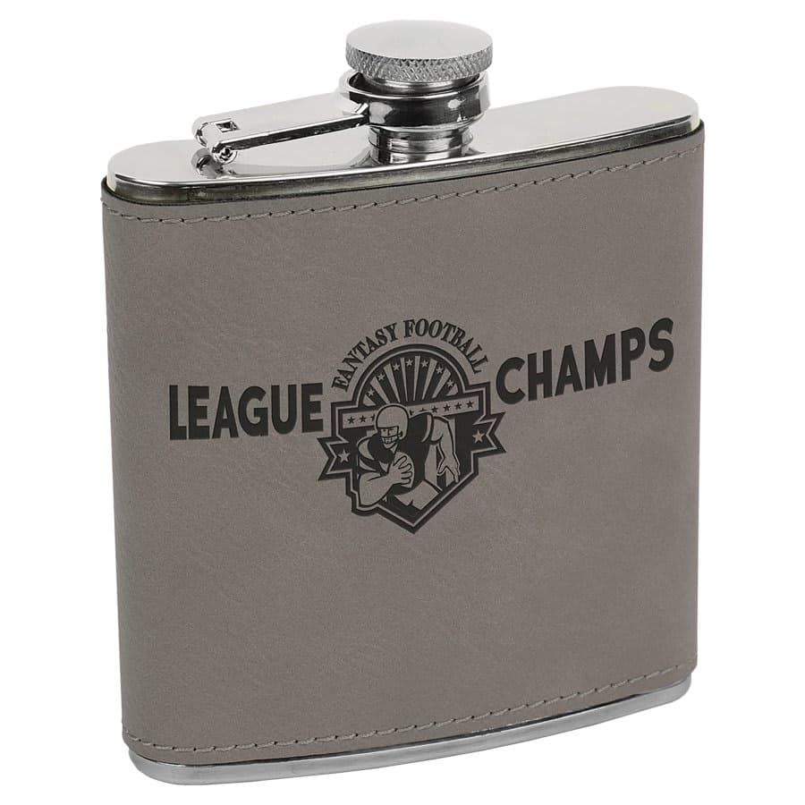 Gray 6 oz. Leatherette Flask