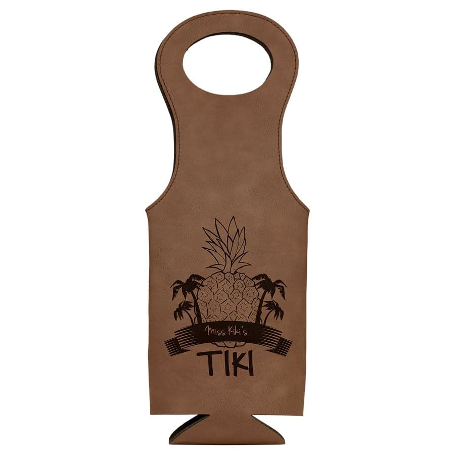 Dark Brown Leatherette Wine Bag