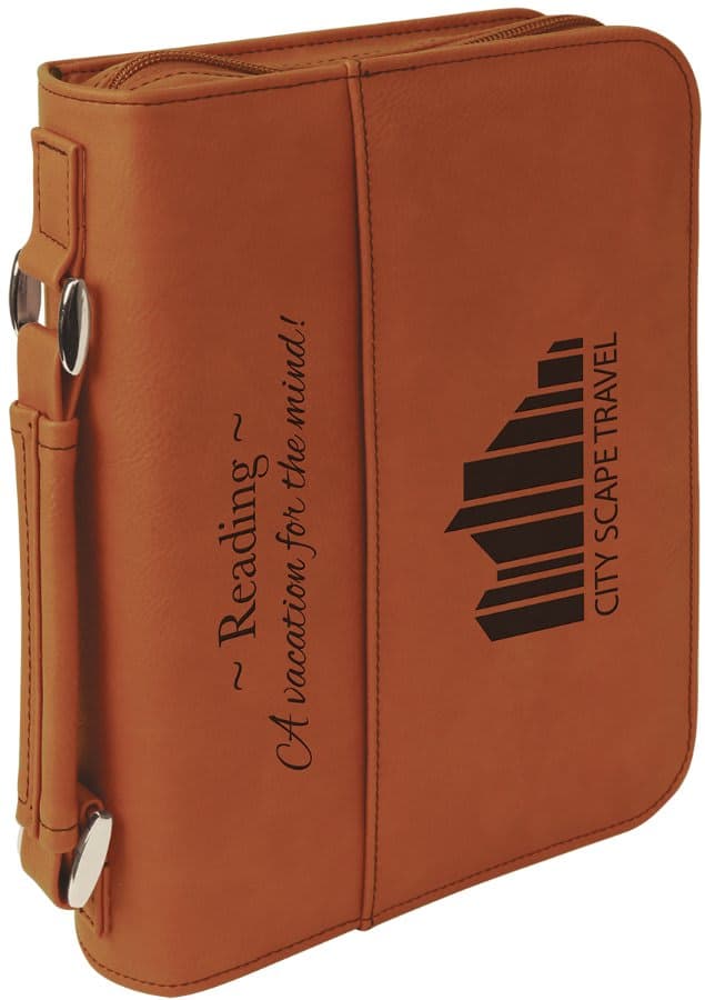 Rawhide Leatherette Book/Bible Cover with Zipper & Handle