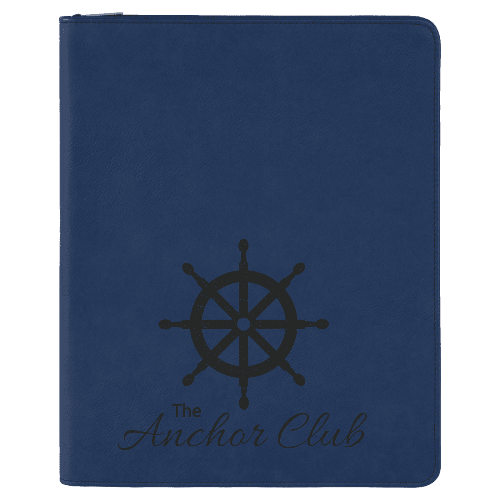 Blue/Black Leatherette Portfolio with Zipper & Notepad