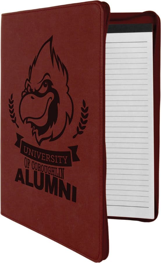 Rose' Leatherette Portfolio with Zipper & Notepad