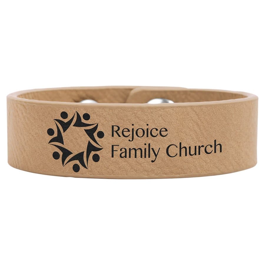 Light Brown Leatherette Youth Cuff Bracelet