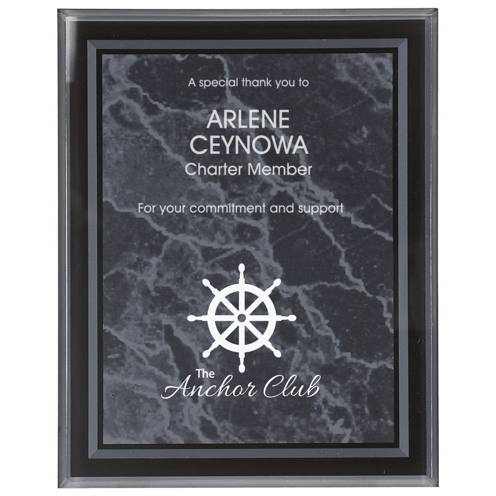 9" x 11" Black Marble Border Acrylic Clear-Plaq