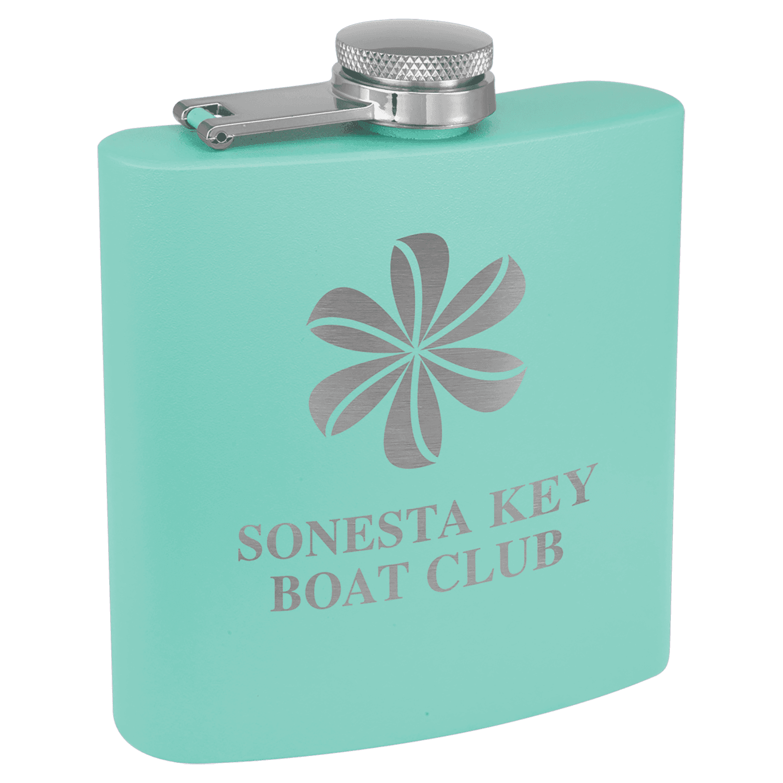 Teal 6 oz. Powder Coated Stainless Steel Flask