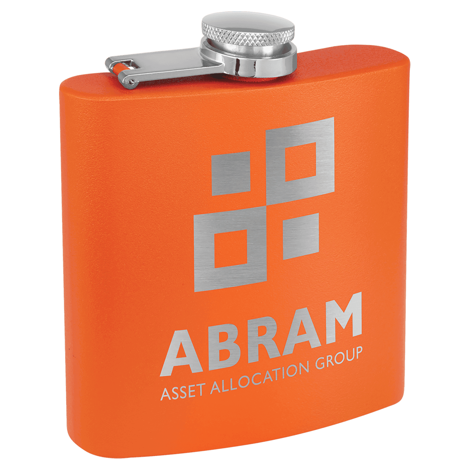 Orange 6 oz. Powder Coated Stainless Steel Flask