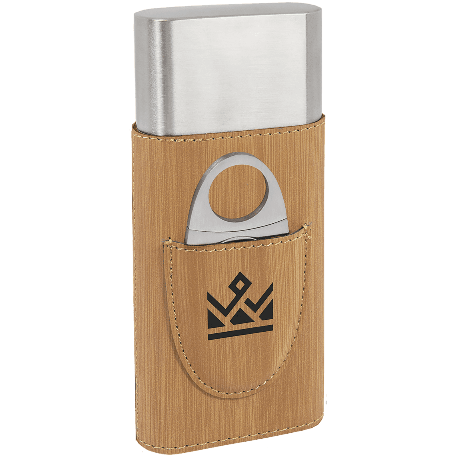 Bamboo Leatherette Cigar Case with Cutter