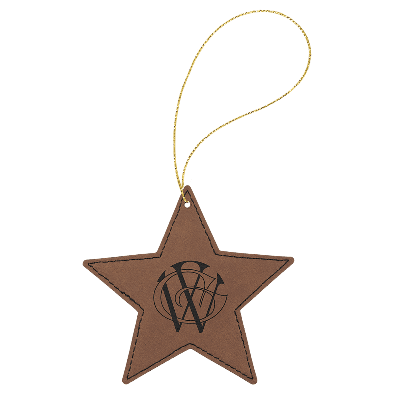 Dark Brown Leatherette Star Ornament