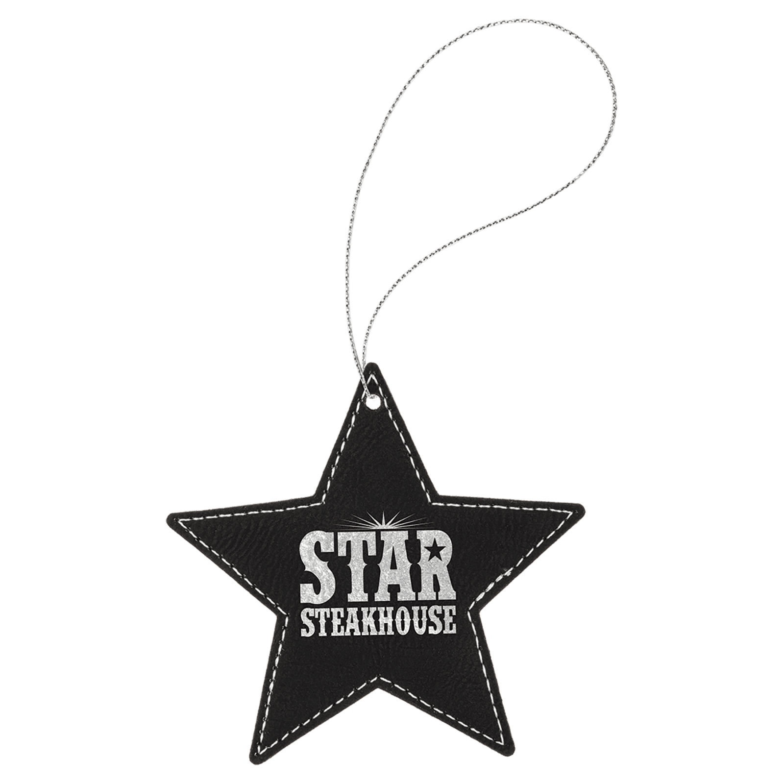 Black/Silver Leatherette Star Ornament