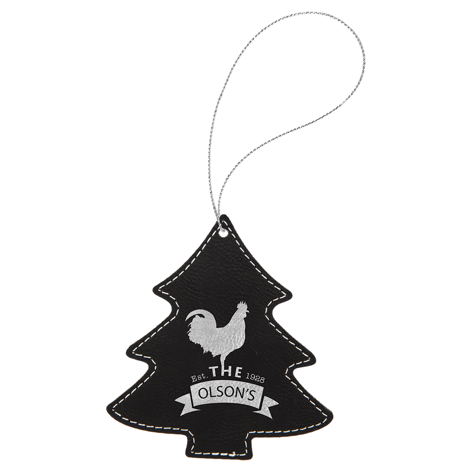 Black/Silver Leatherette Tree Ornament