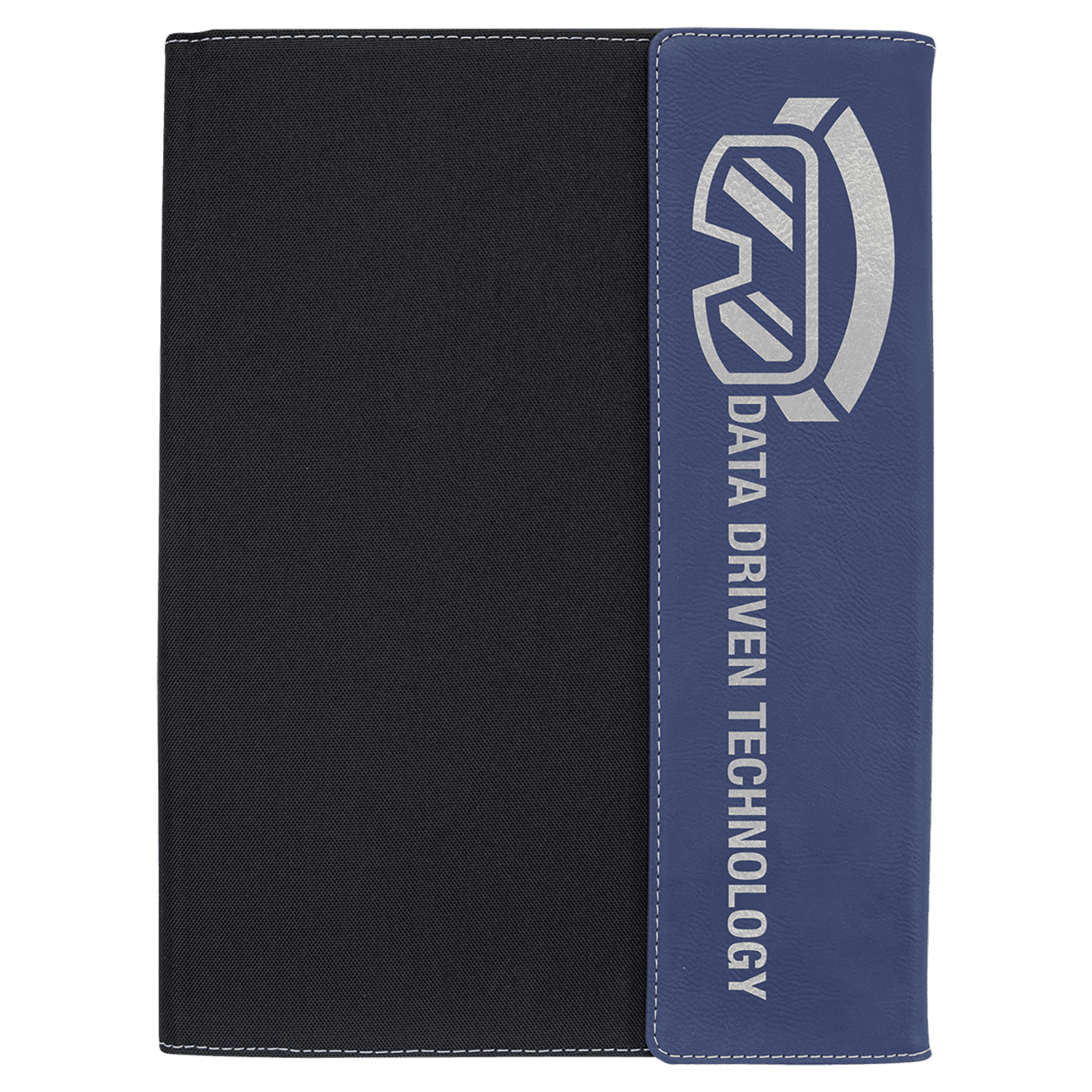 Blue/Silver Lasered Leatherette with Black Canvas Portfolio