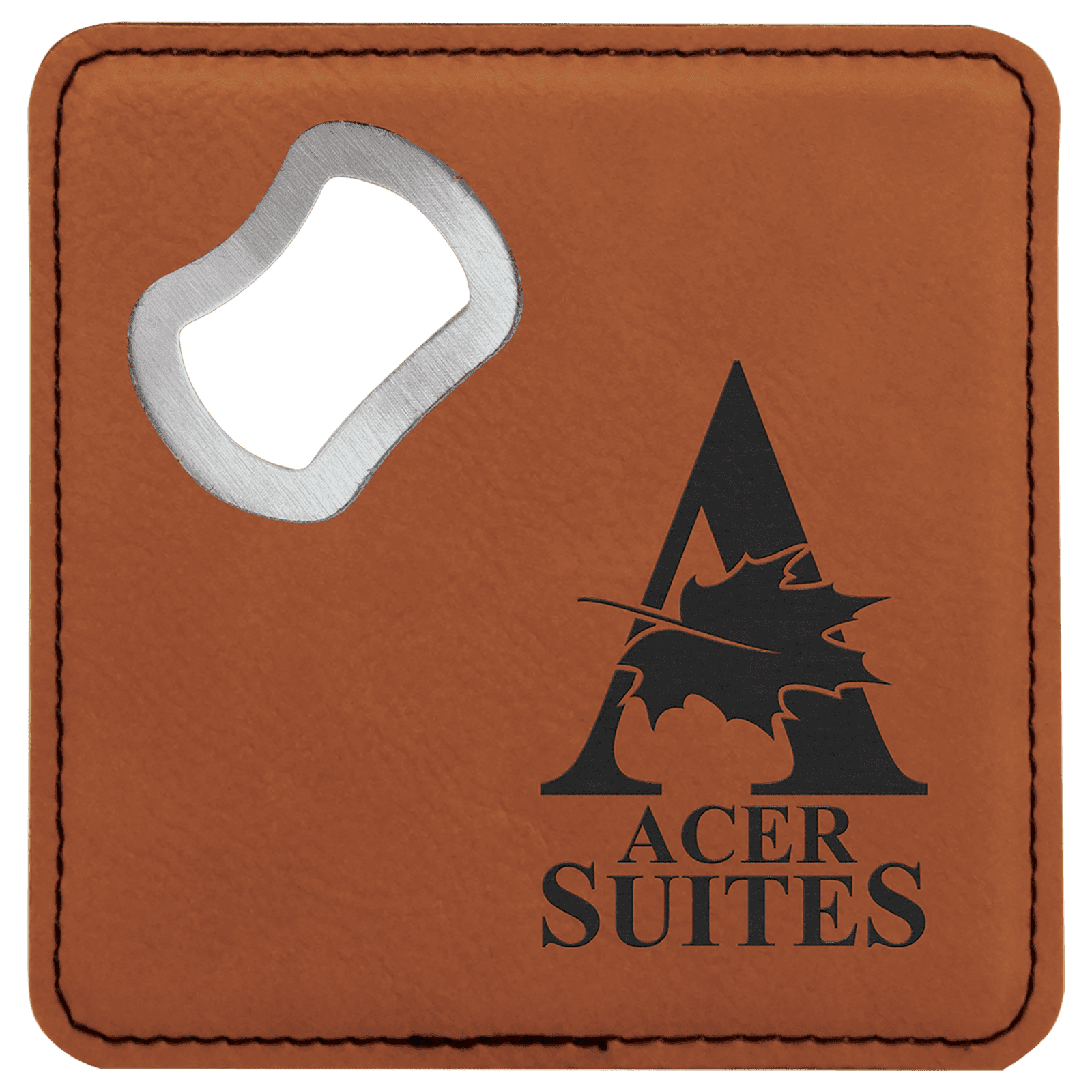 Rawhide Leatherette Coaster with Bottle Opener