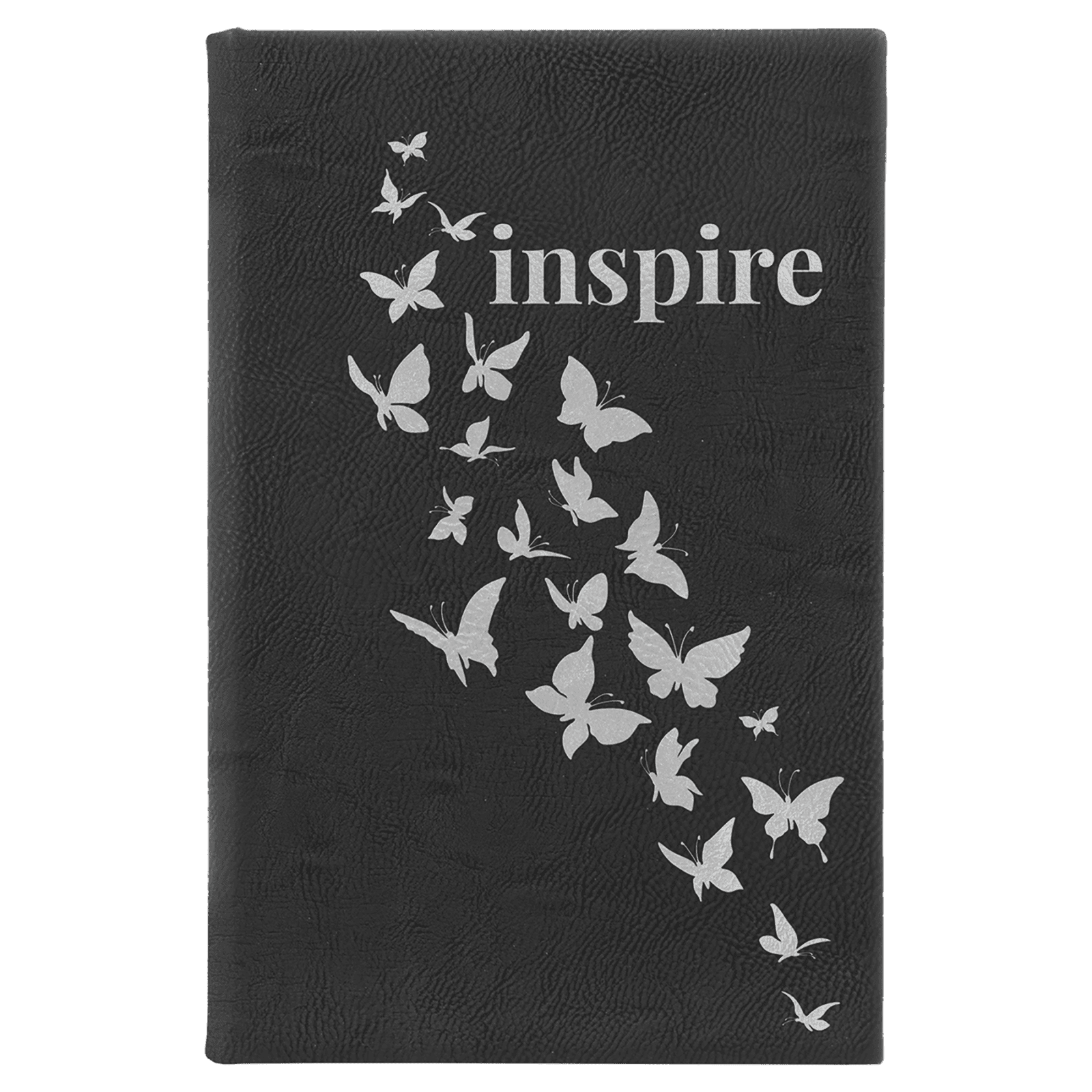 Black/Silver Lasered Leatherette Sketch Book with White Unlined Paper