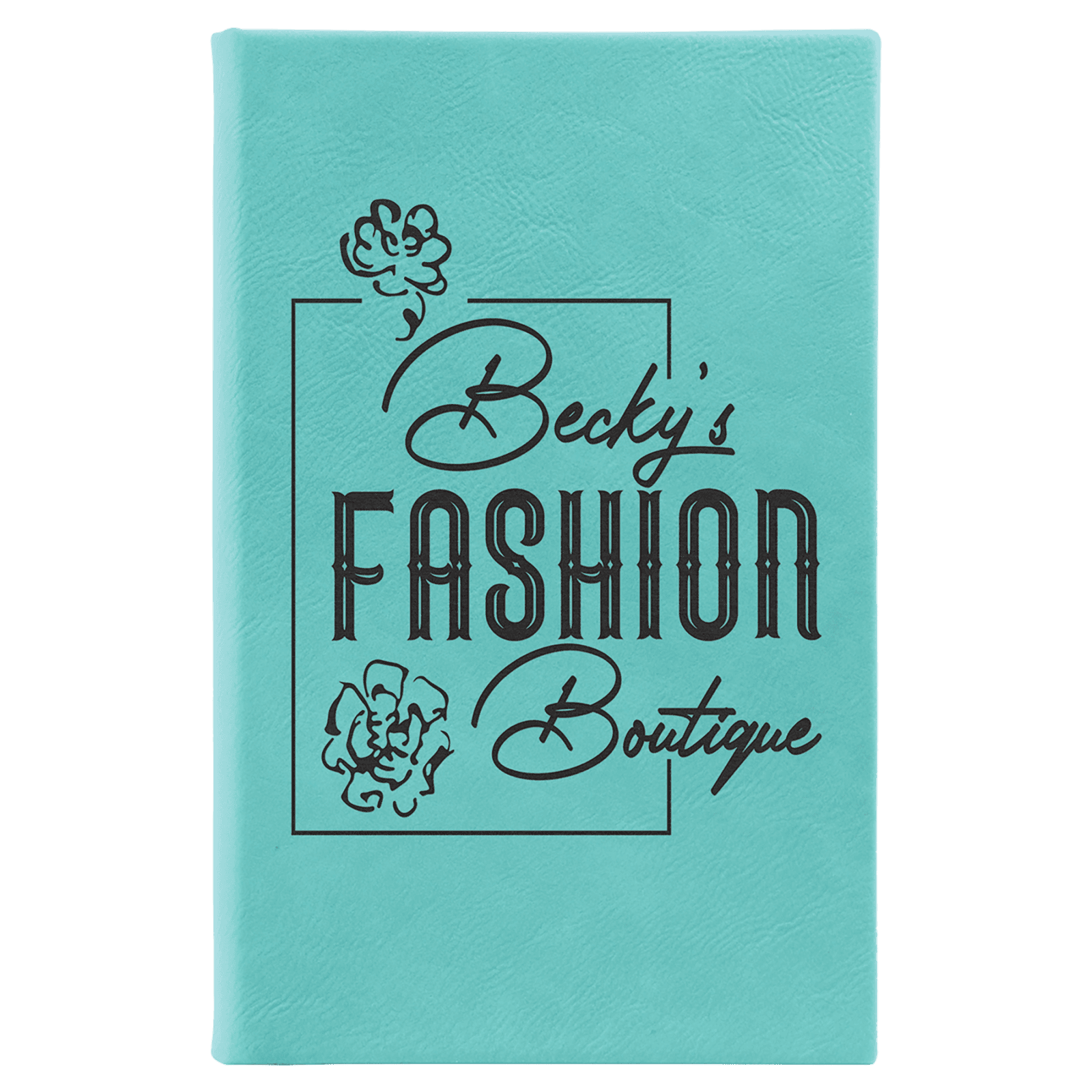Teal Lasered Leatherette Sketch Book with White Unlined Paper