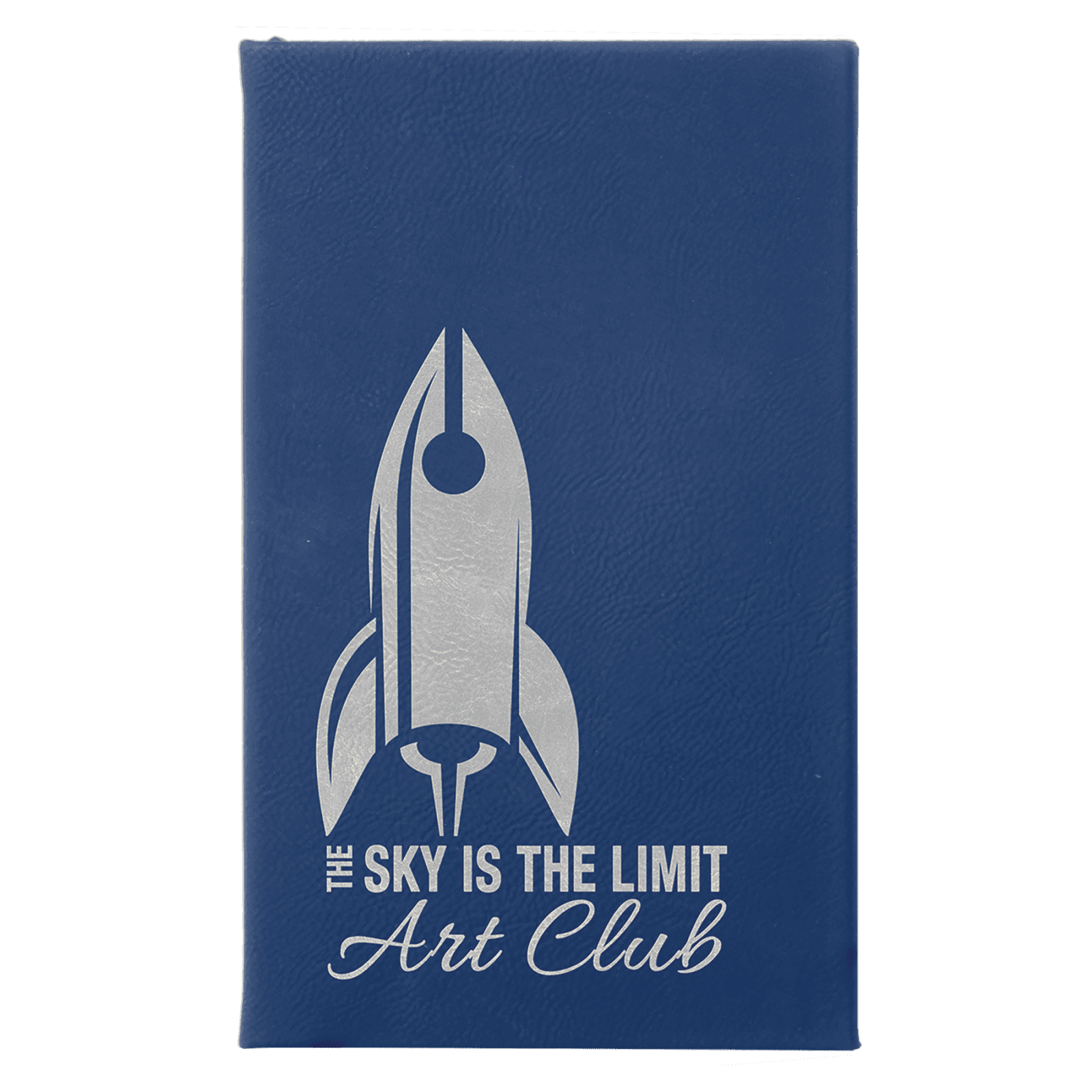 Blue/Silver Lasered Leatherette Sketch Book with White Unlined Paper