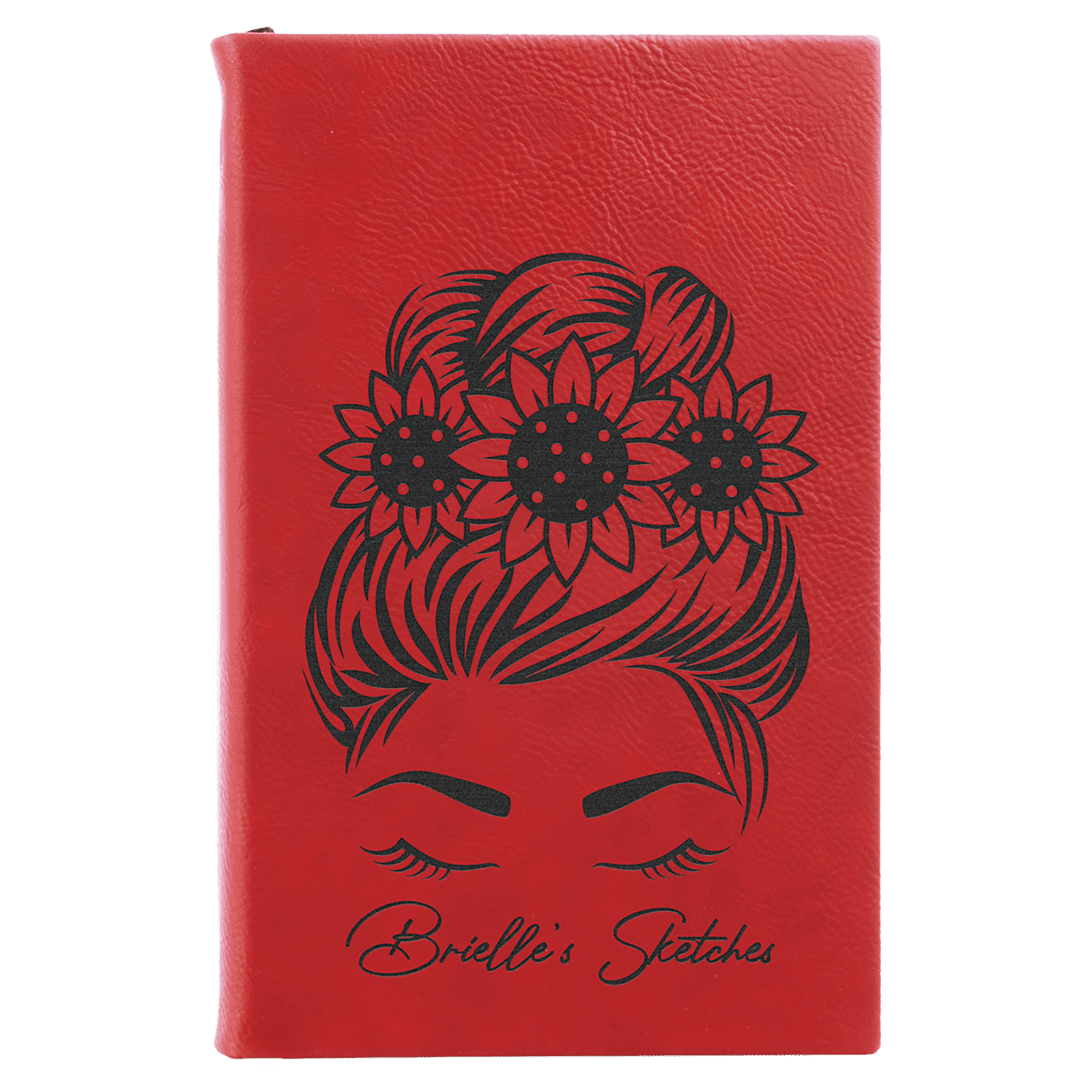 Red Lasered Leatherette Sketch Book with White Unlined Paper