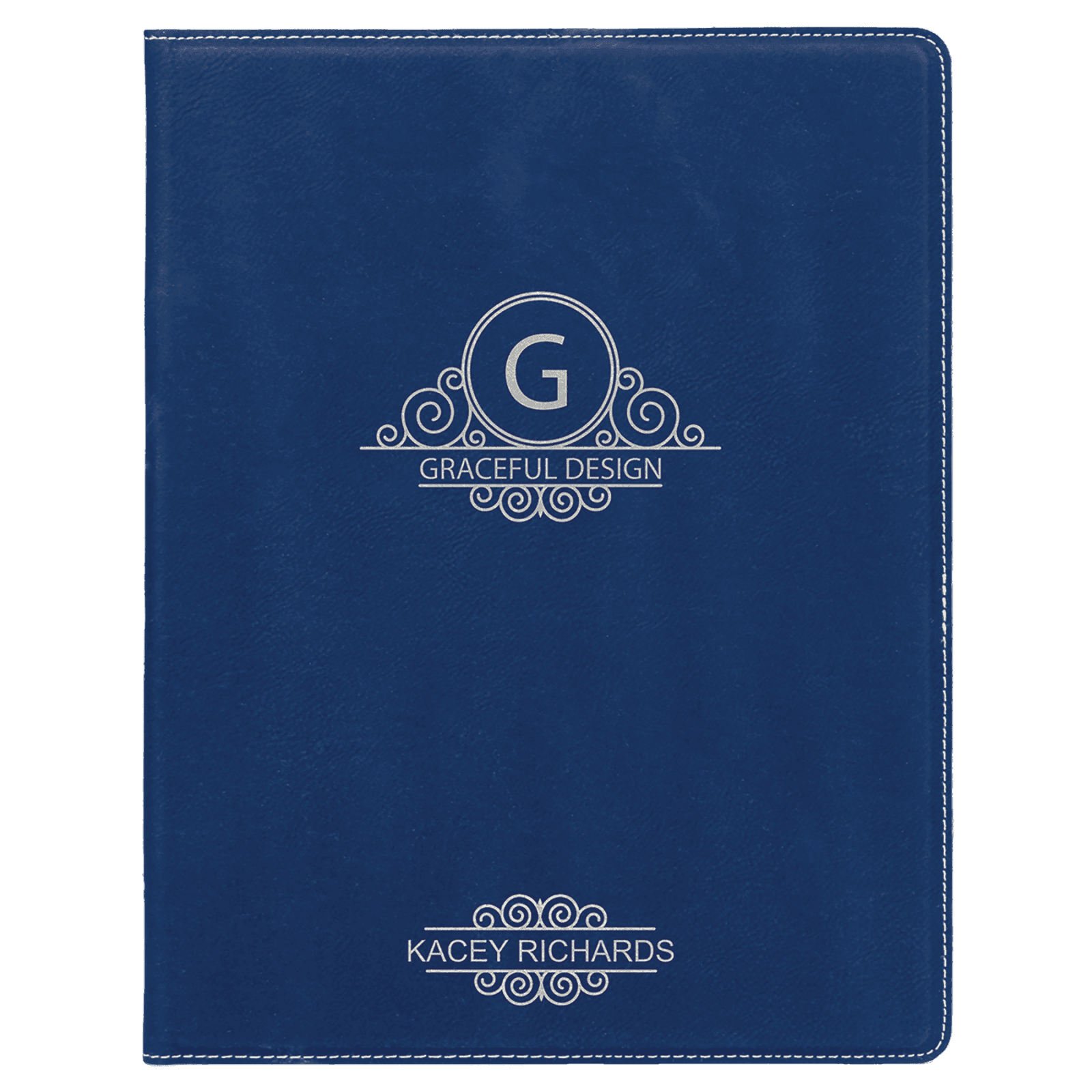 Blue/Silver Small Leatherette Portfolio with Notepad