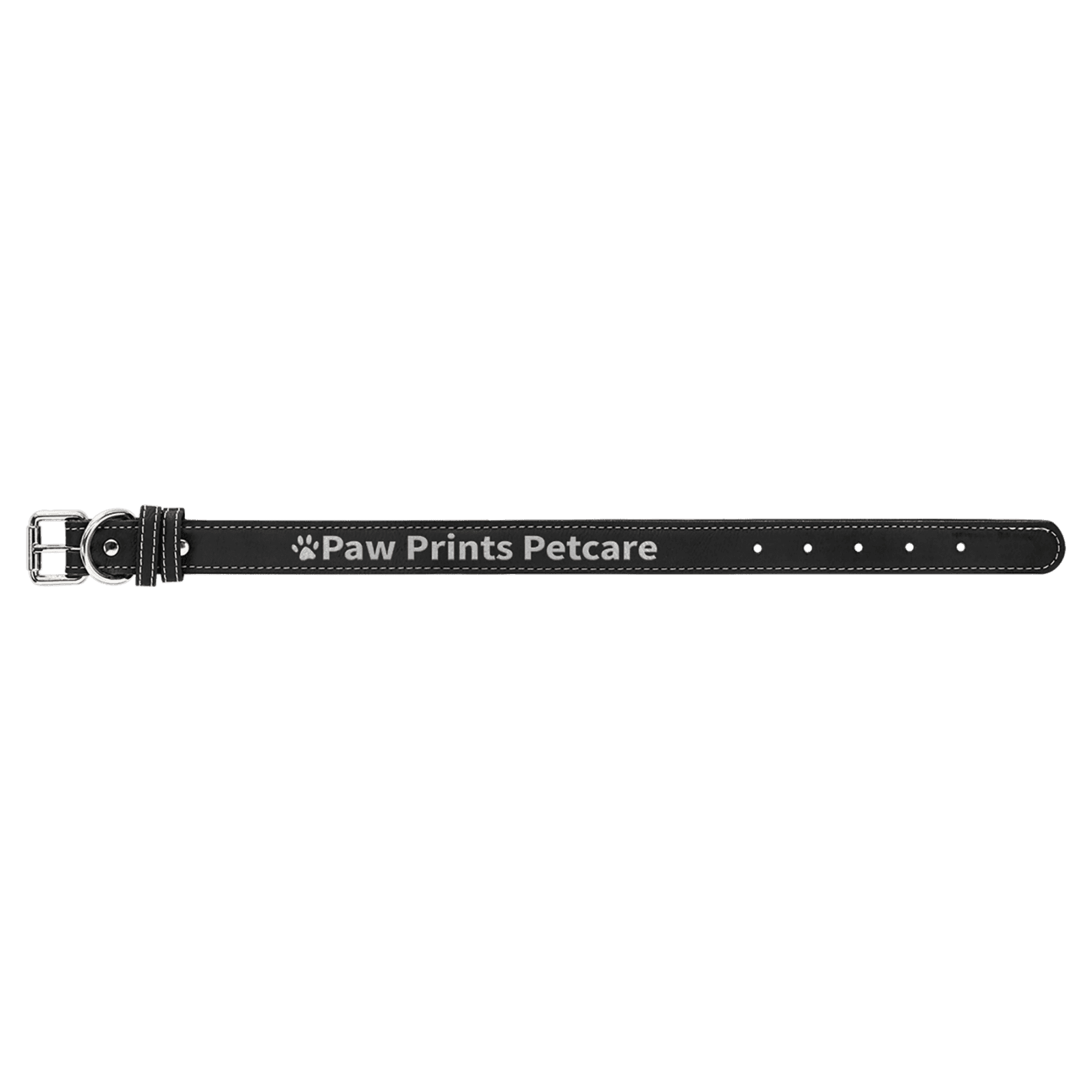 Black/Silver Medium Leatherette Dog Collar