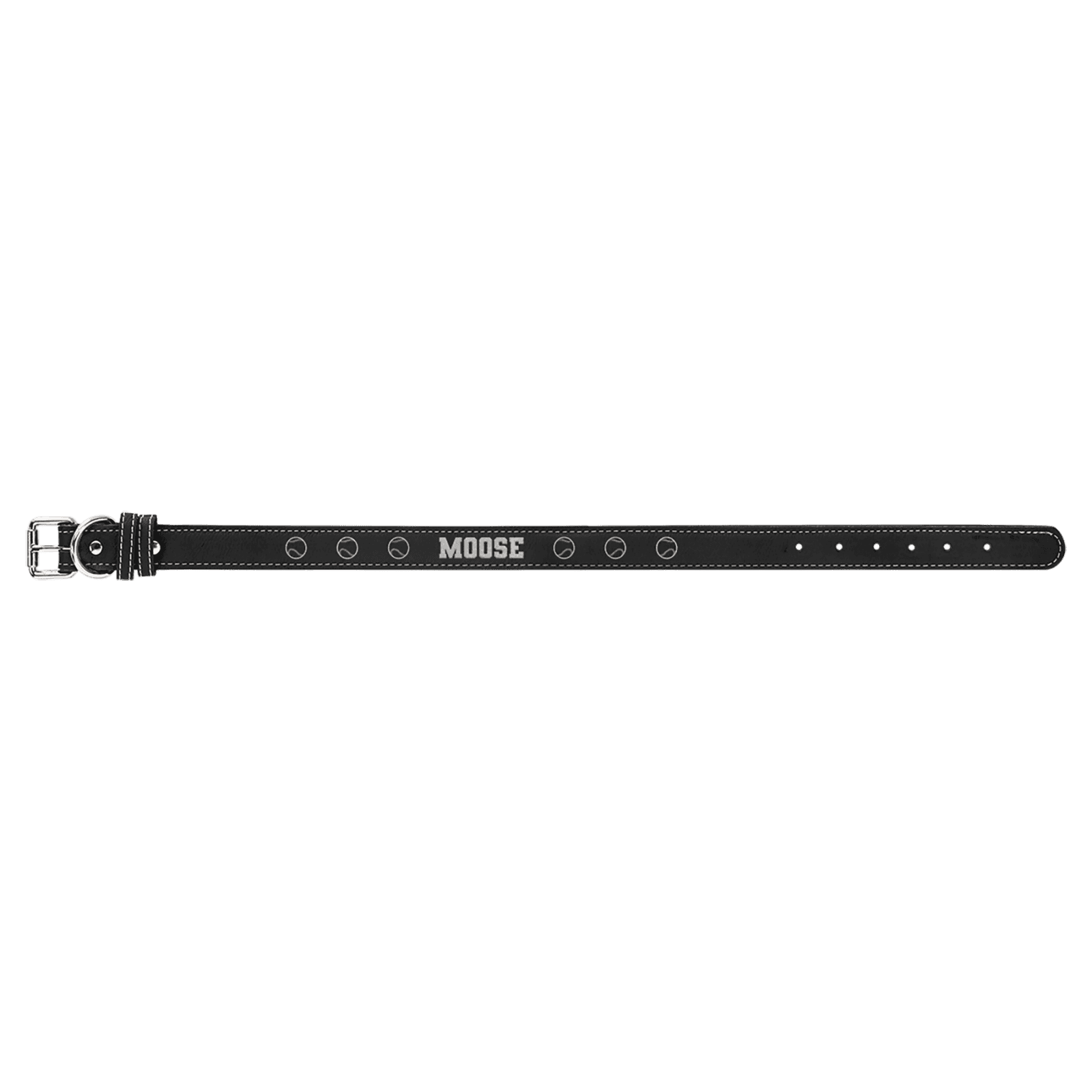 Black/Silver Extra Large Leatherette Dog Collar