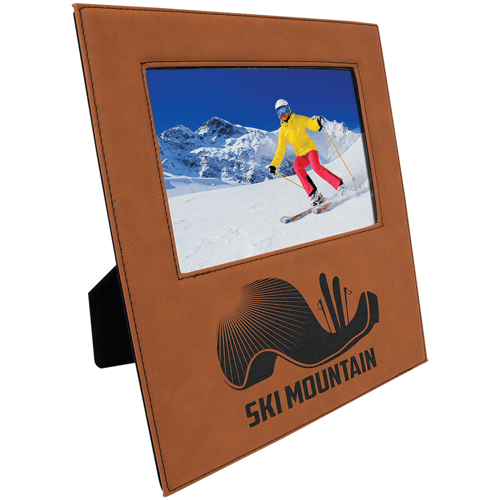 Rawhide Leatherette Photo Frame with Large Engraving Area