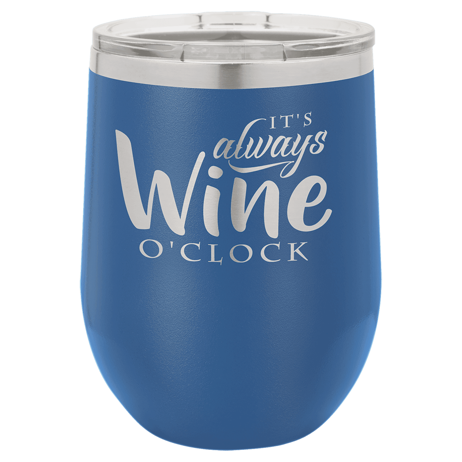 Royal Blue 12 oz. Polar Camel Stemless Wine Glass with Clear Lid