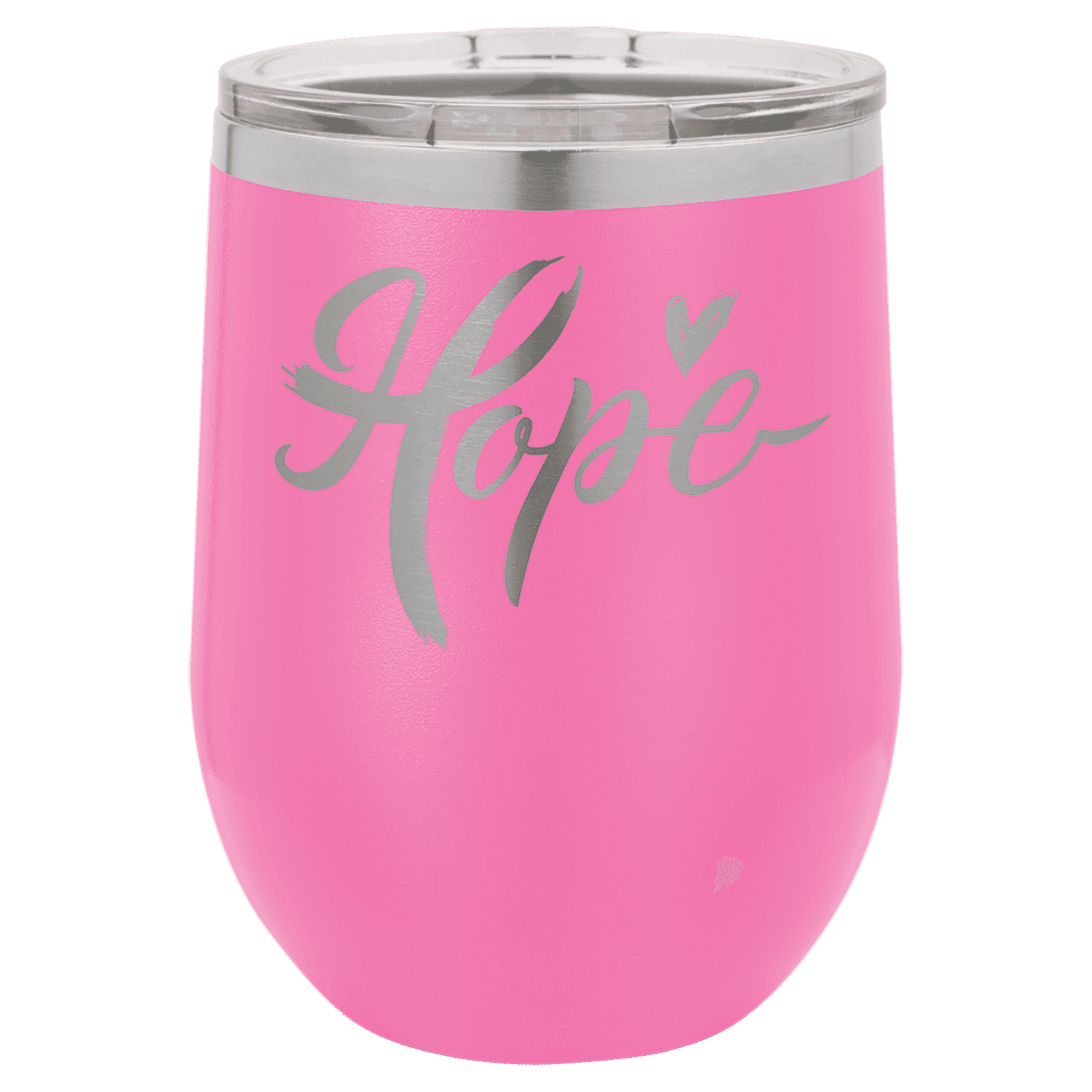 Pink 12 oz. Polar Camel Stemless Wine Glass with Clear Lid