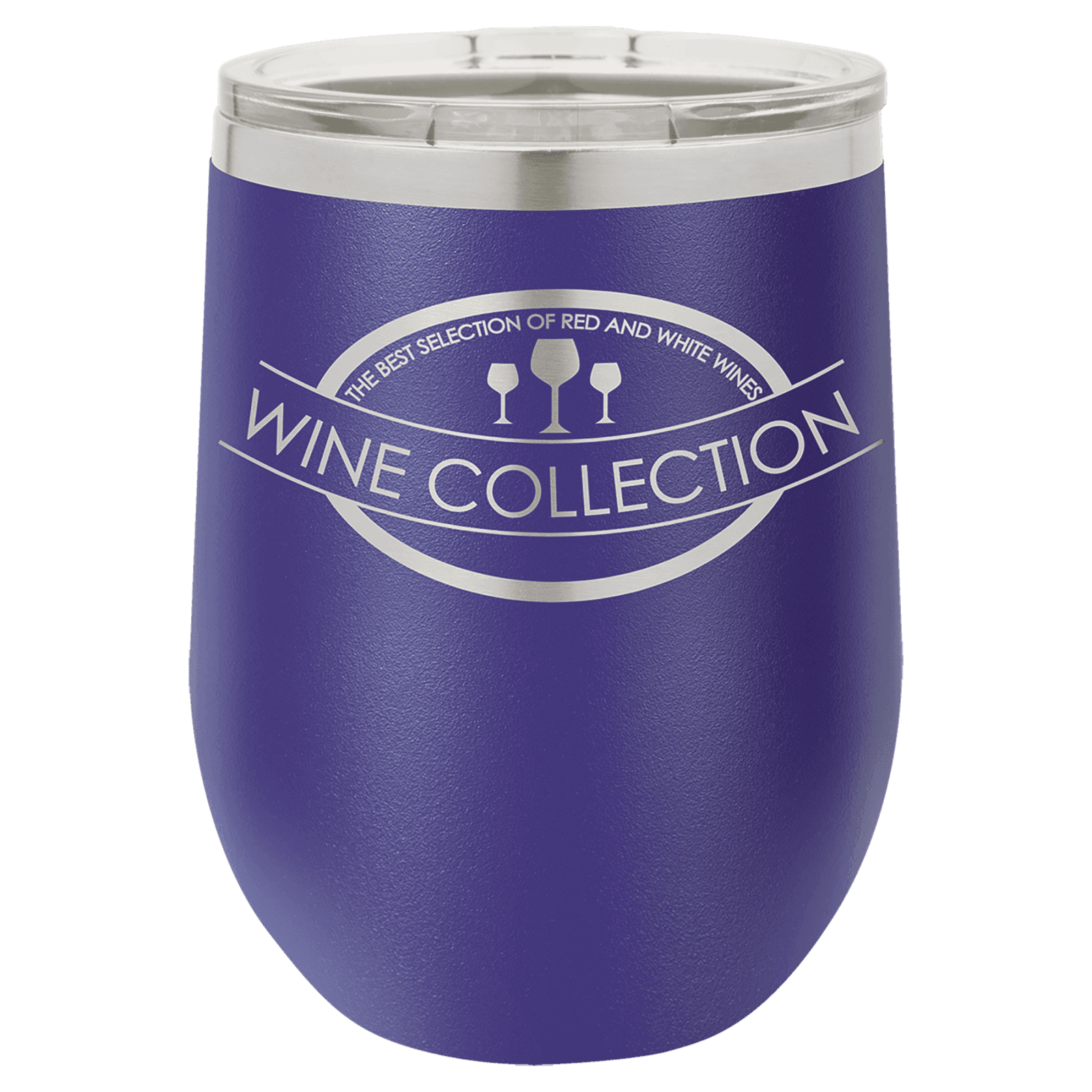 Purple 12 oz. Polar Camel Stemless Wine Glass with Clear Lid