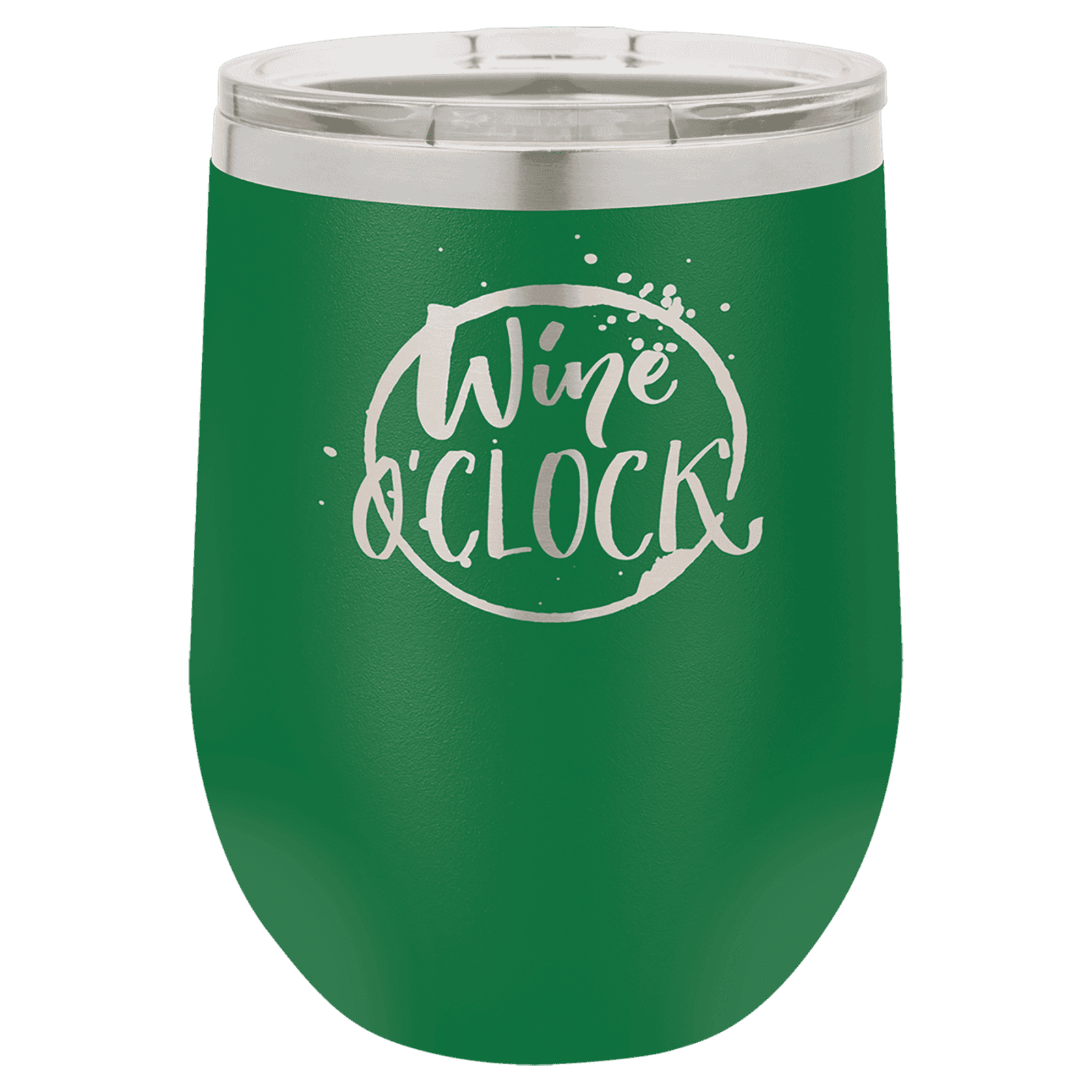 Green 12 oz. Polar Camel Stemless Wine Glass with Clear Lid