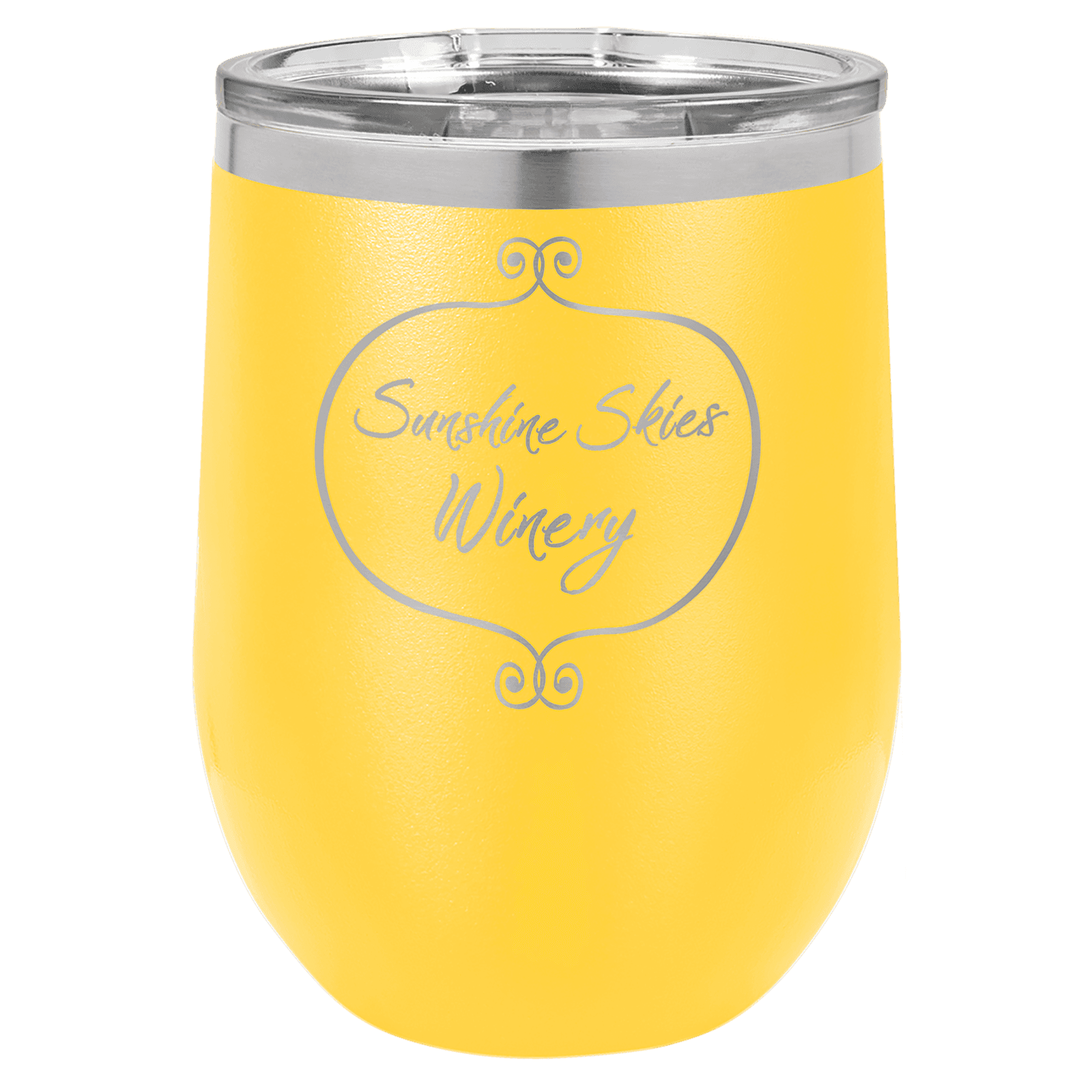 Yellow 12 oz. Polar Camel Stemless Wine Tumbler with Clear Lid
