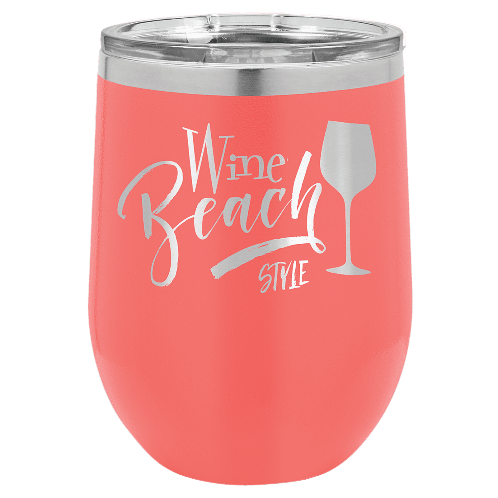 Coral 12 oz. Polar Camel Stemless Wine Tumbler with Clear Lid