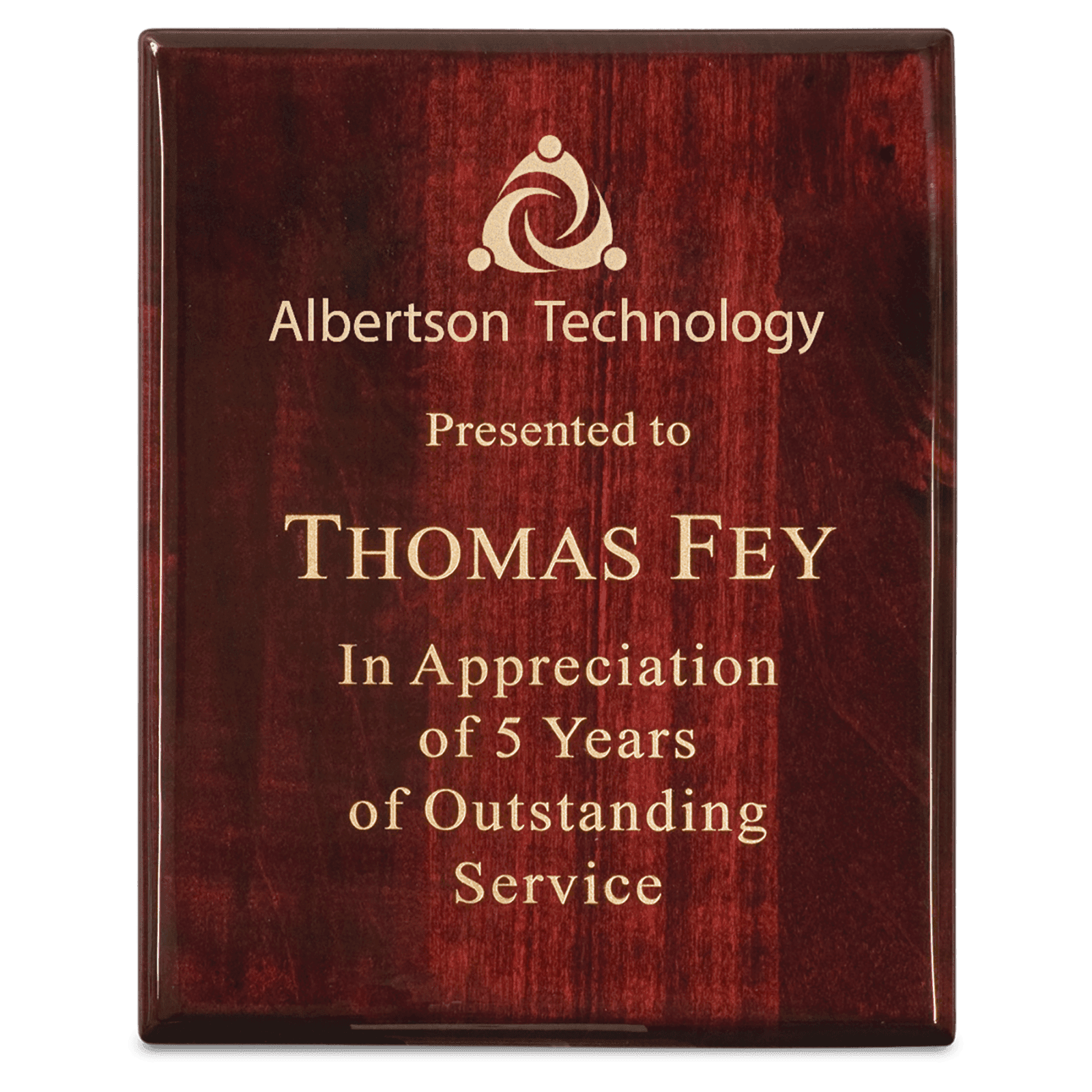 10 1/2" x 13" Premium Rosewood Piano Finish Plaque