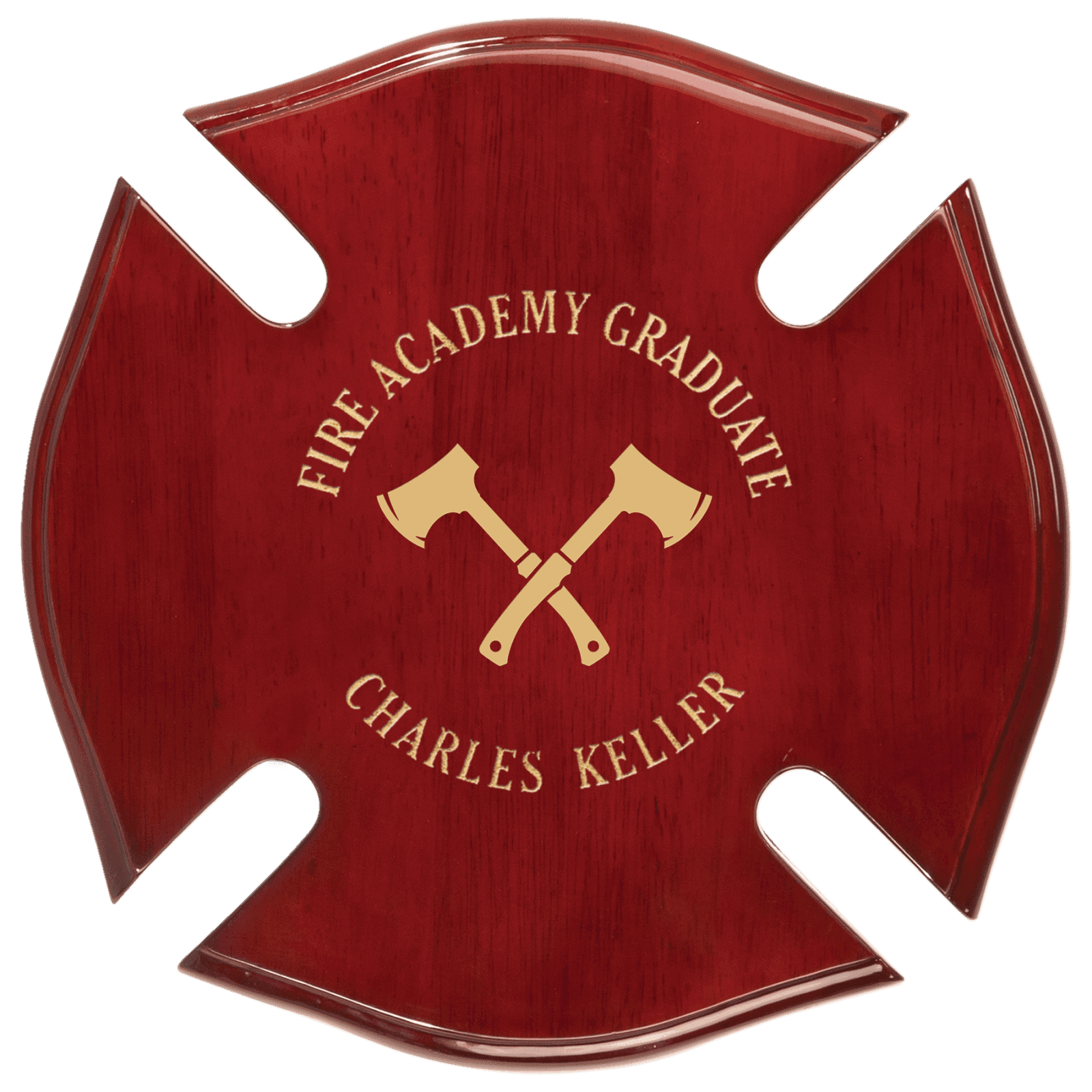 14" x 14" Rosewood Piano Finish Maltese Cross Plaque