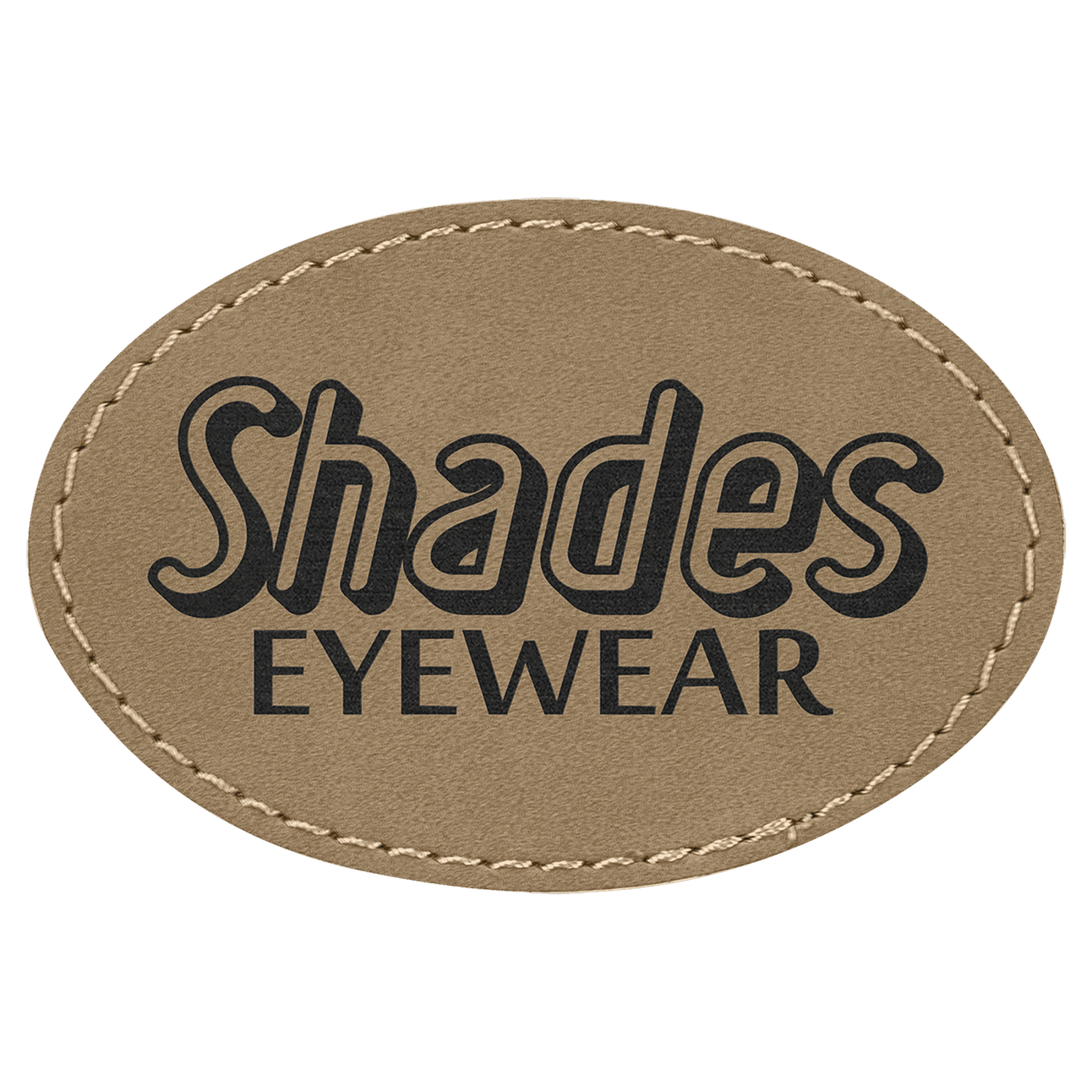 3" x 2" Light Brown Oval Leatherette Patch with Adhesive