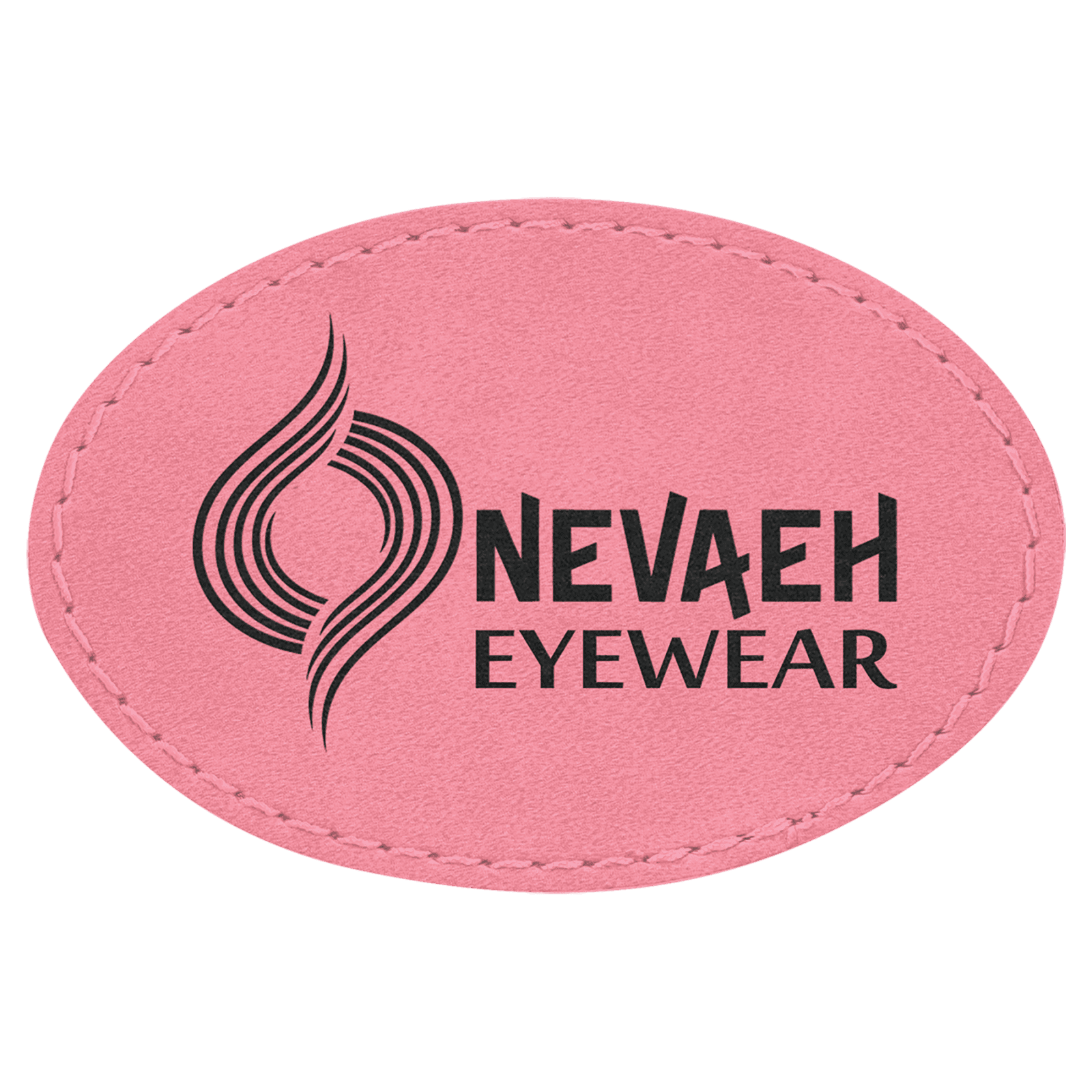 Oval Pink Laserable Leatherette Patch with Adhesive