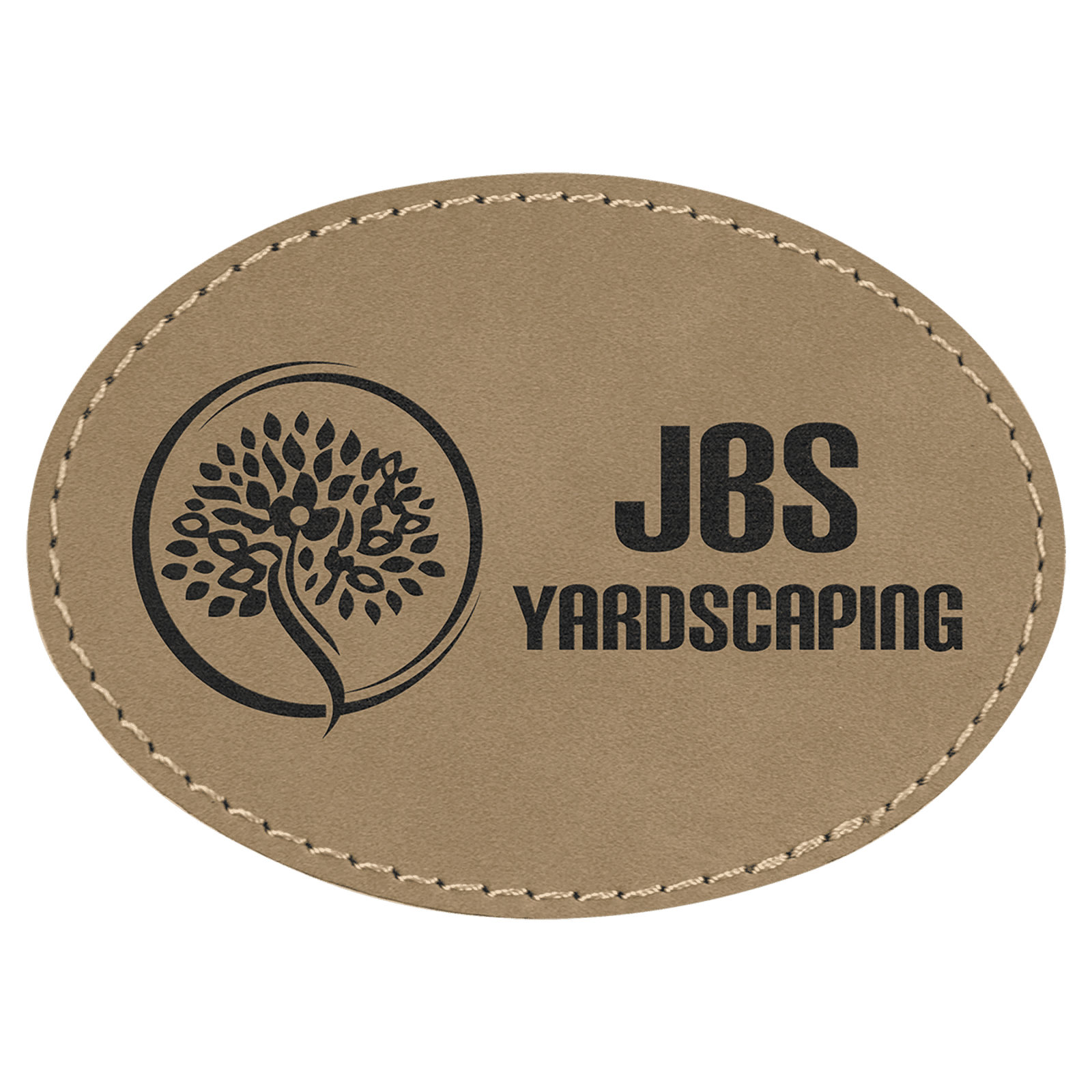 3 1/2" x 2 1/2" Light Brown Oval Leatherette Patch with Adhesive