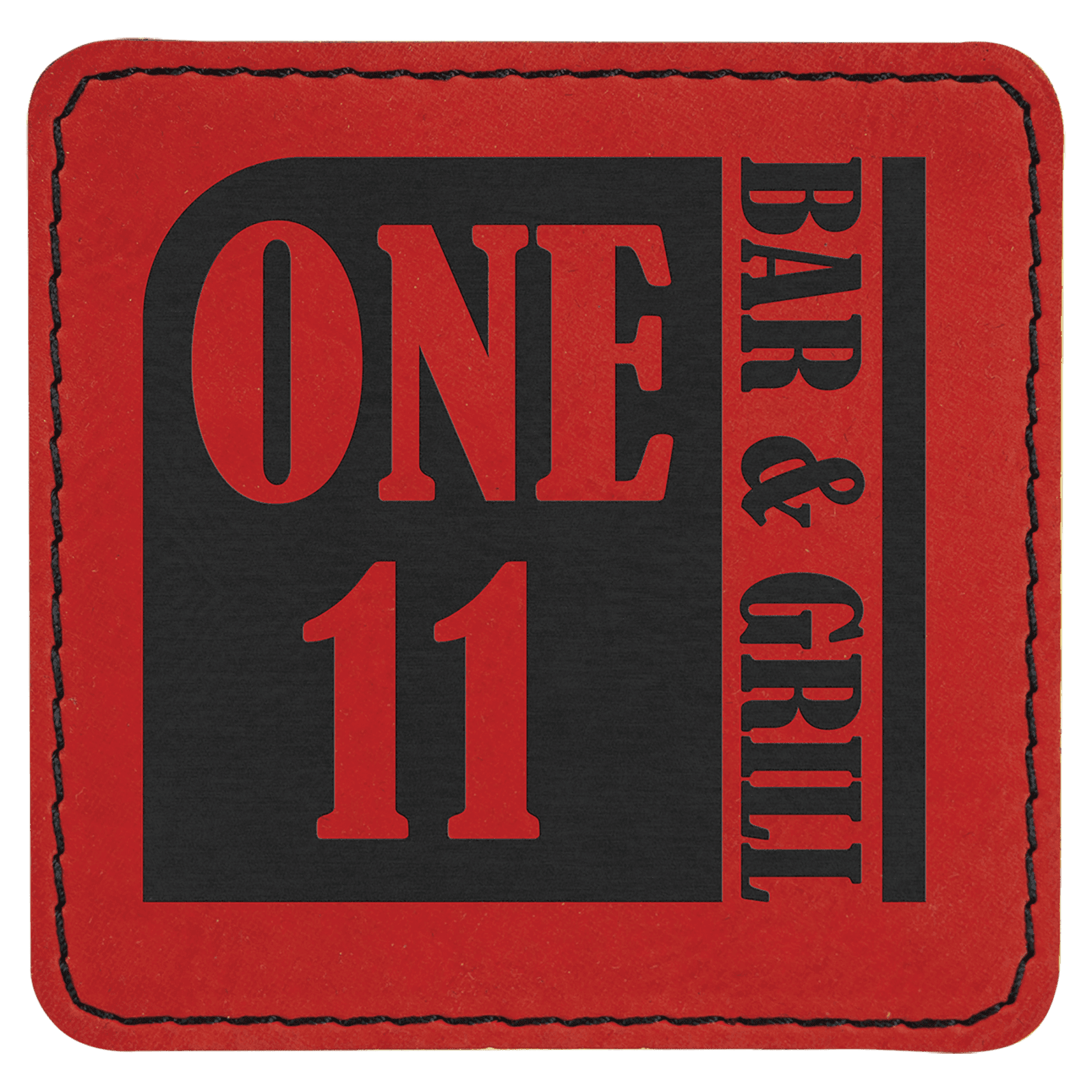 Square Red Laserable Leatherette Patch with Adhesive