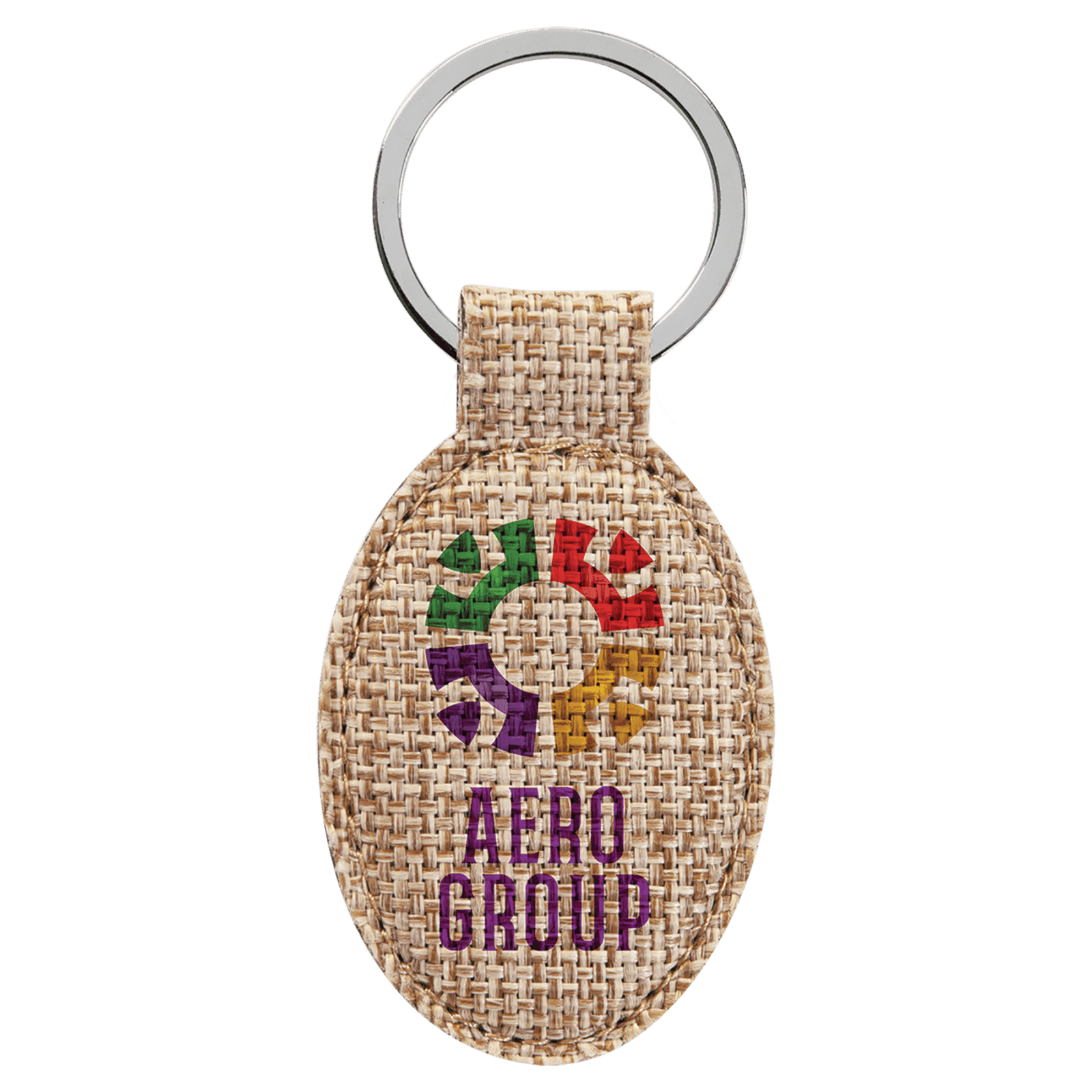 Oval Sublimatable Burlap Keychain