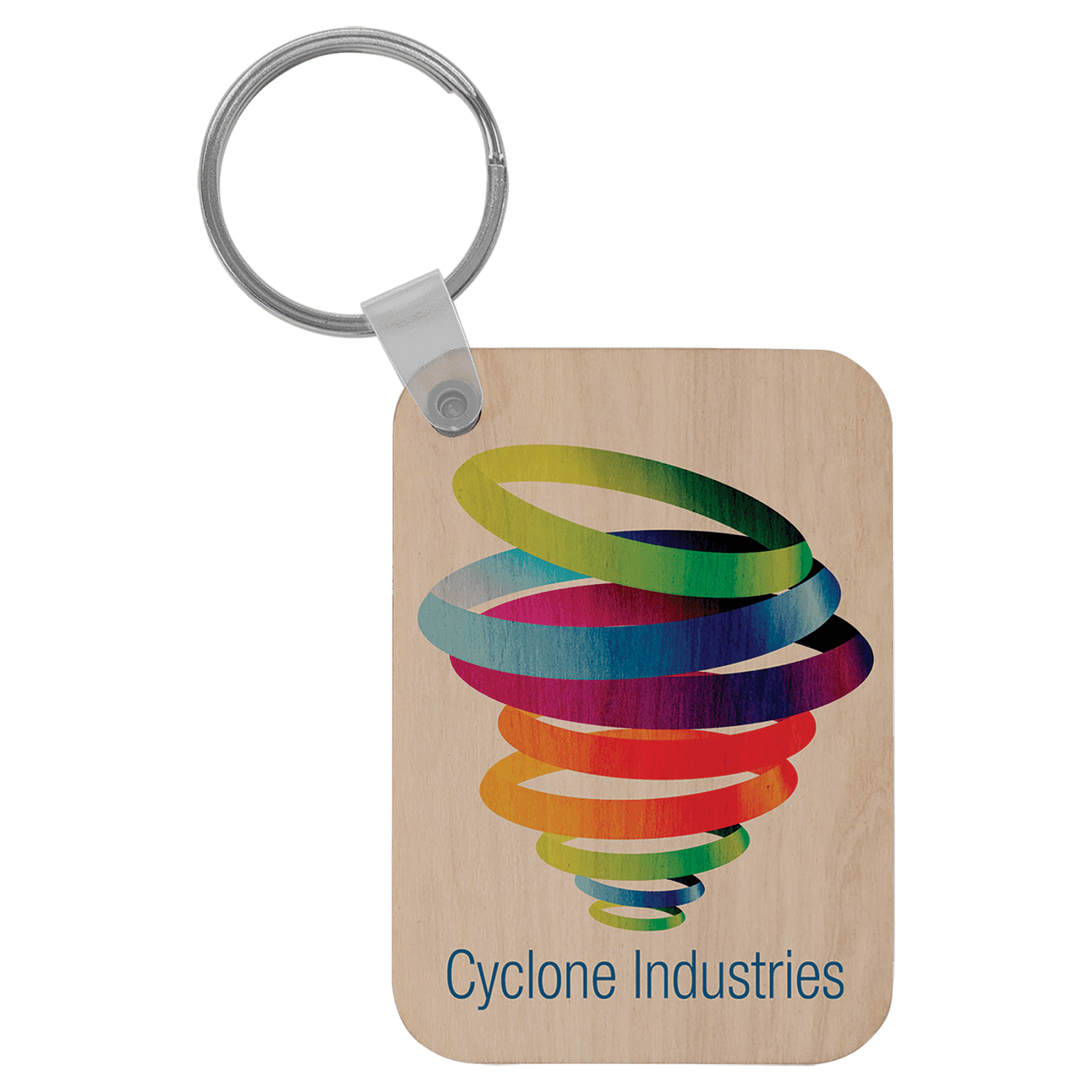 Full Color Rectangle Wood Key Chain
