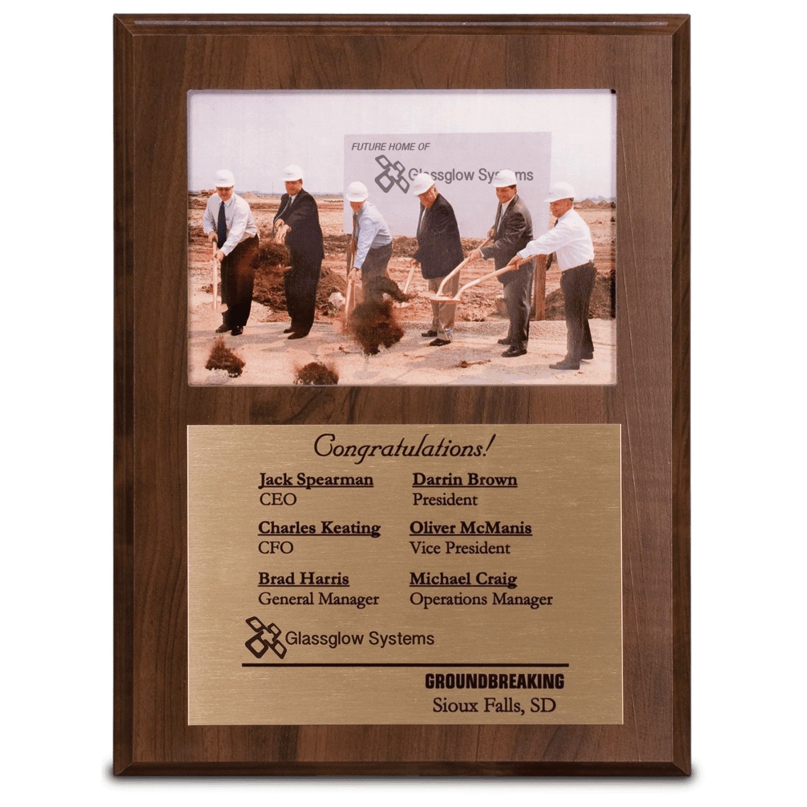 9" x 12" Cherry Finish Plaque with 5" x 7" Slide-In Photo Frame