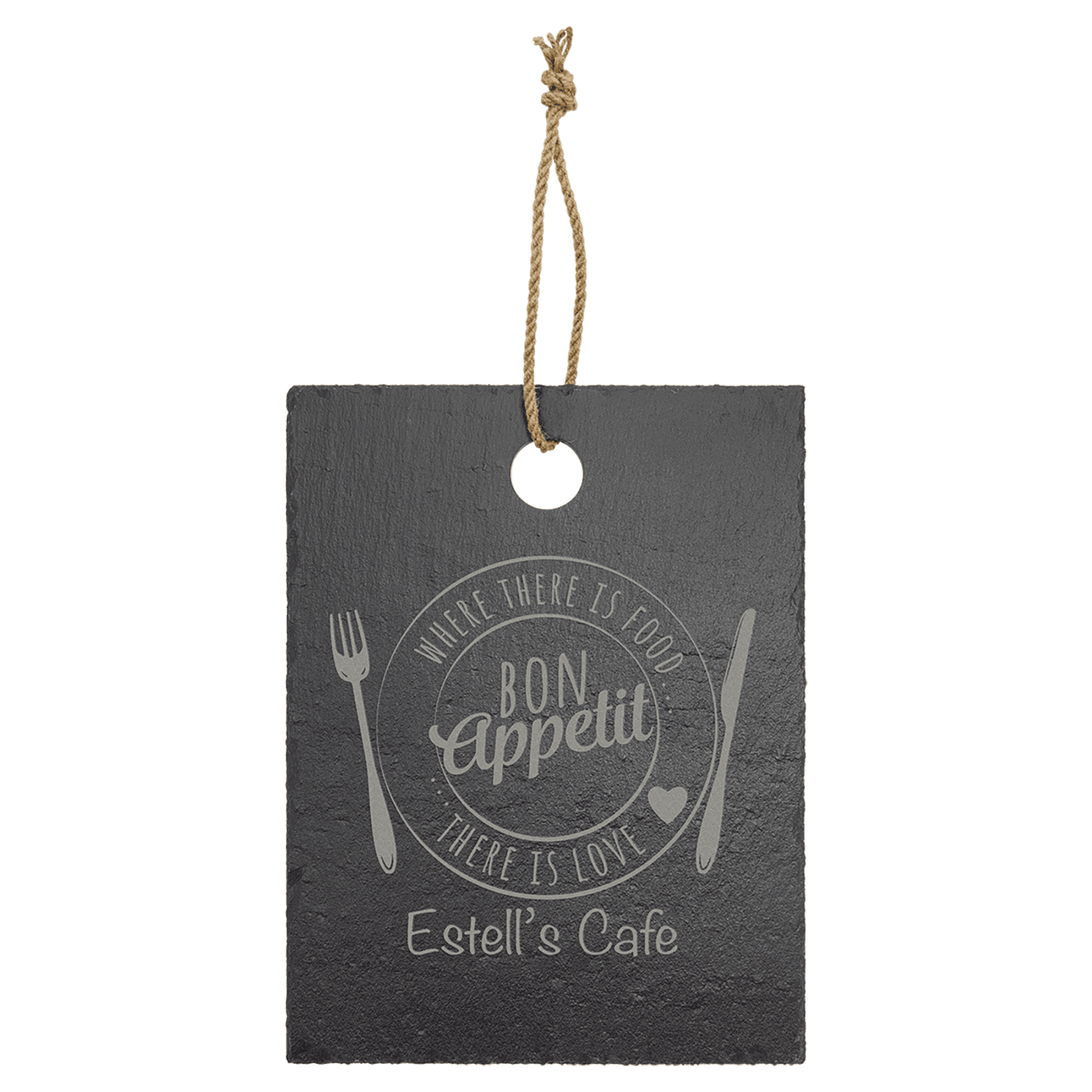 Slate Cutting Board with Rubber Pads and Hanging String
