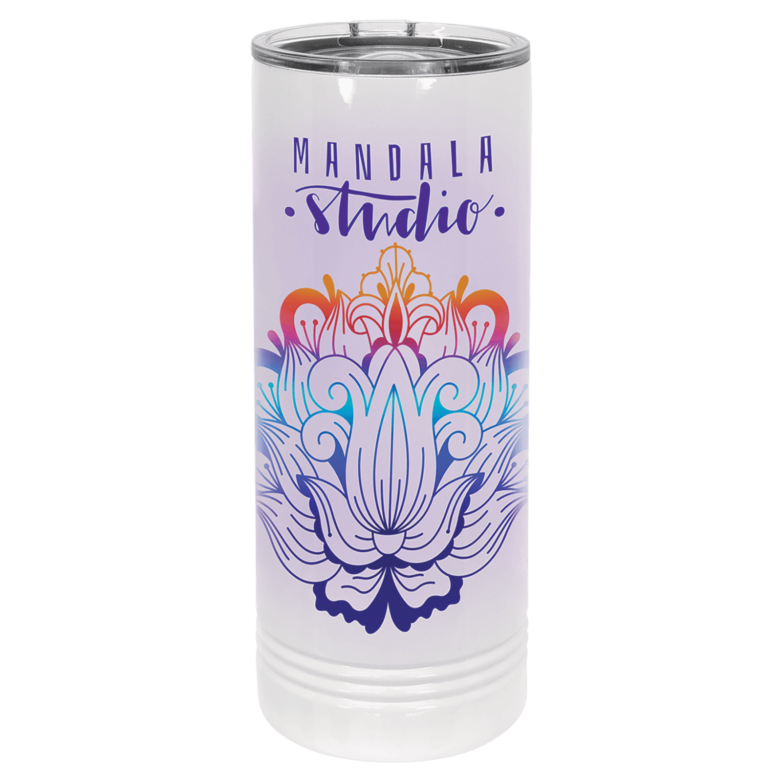 Full Color 22 oz. Polar Camel Skinny Tumbler with Slider Lid-White