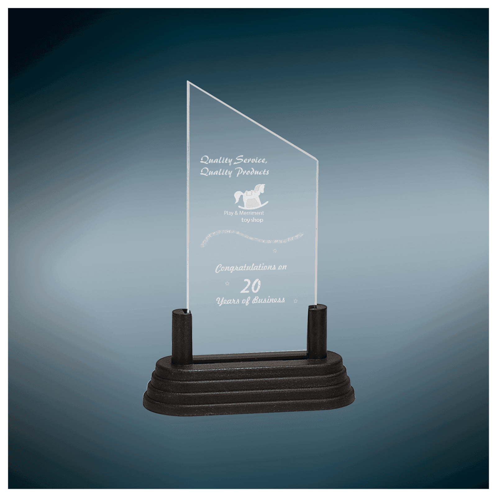 6" Clear Corners Pop-In Acrylic with Gold Pedestal Base
