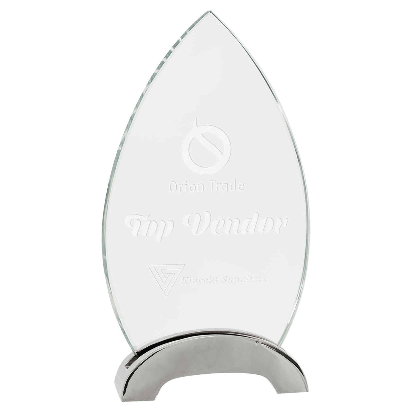 Oval Platinum Glass with Arch Metal Base