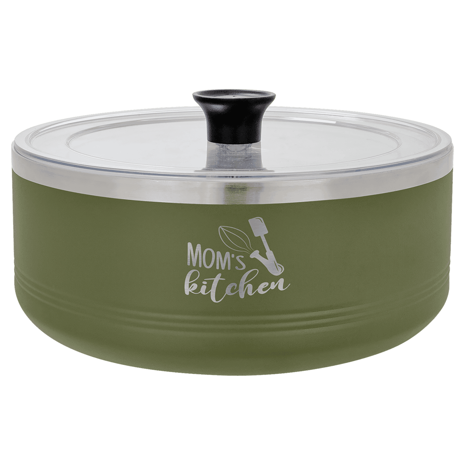 Olive Green 3 Quart Polar Camel Serving Bowl with Lid