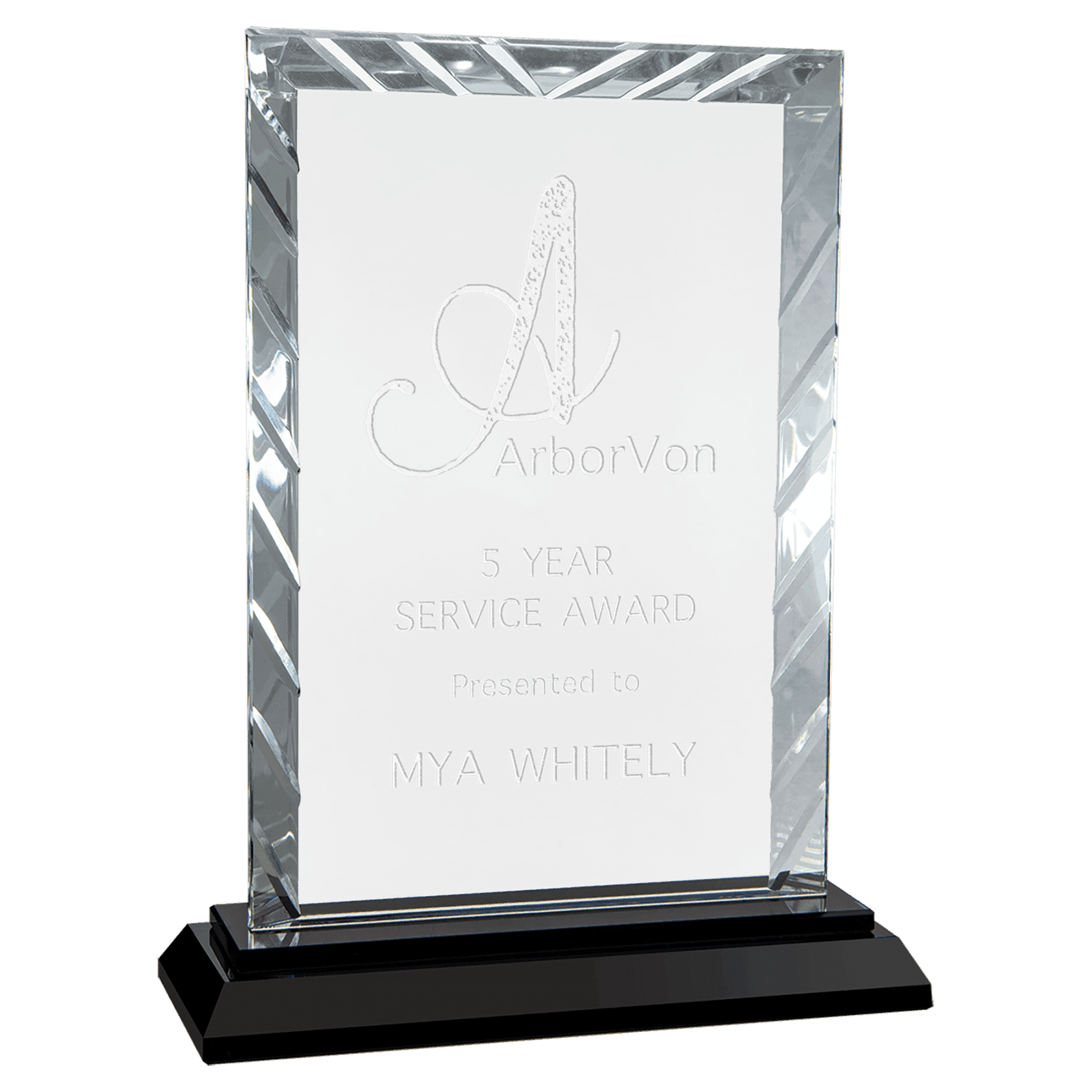 Medium Rectangle Accent Glass with Black Base