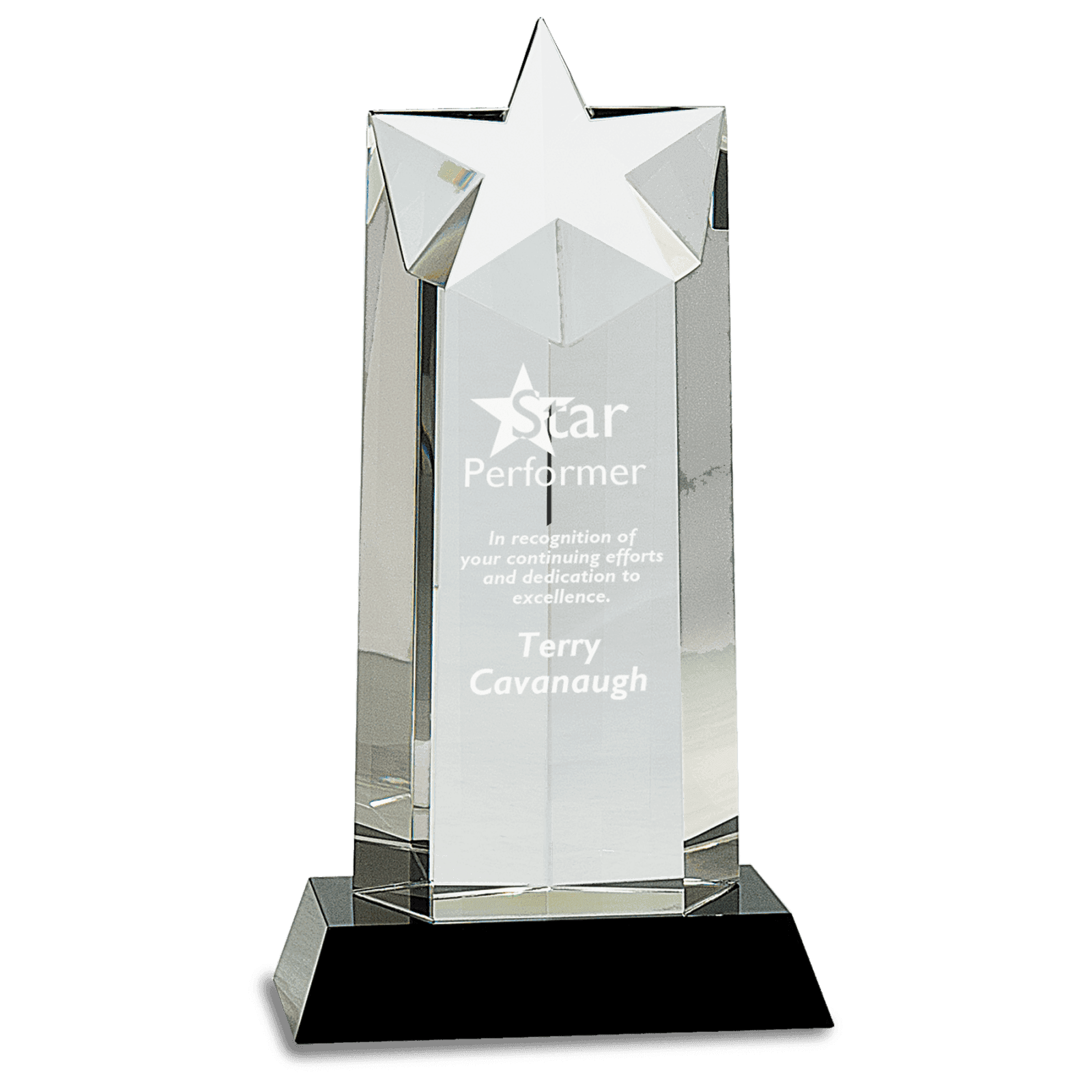 10" Crystal Star Column on a Black Crystal Base