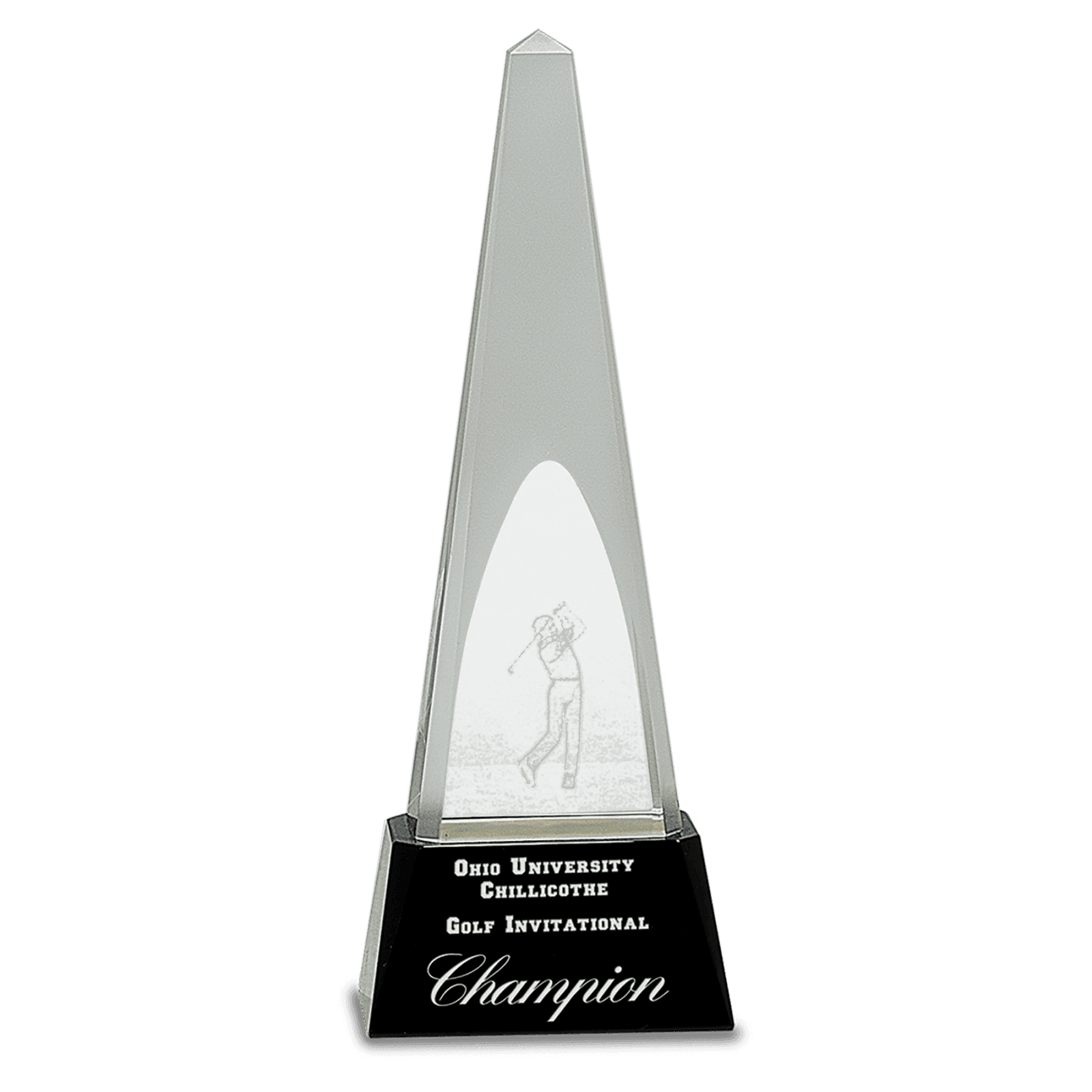 10 1/4" Crystal 3D Golf Spire on a Black Crystal Base