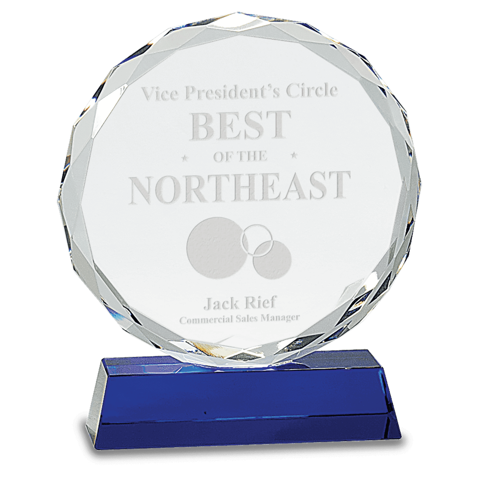 7" Crystal Round Facet on a Blue Crystal Base