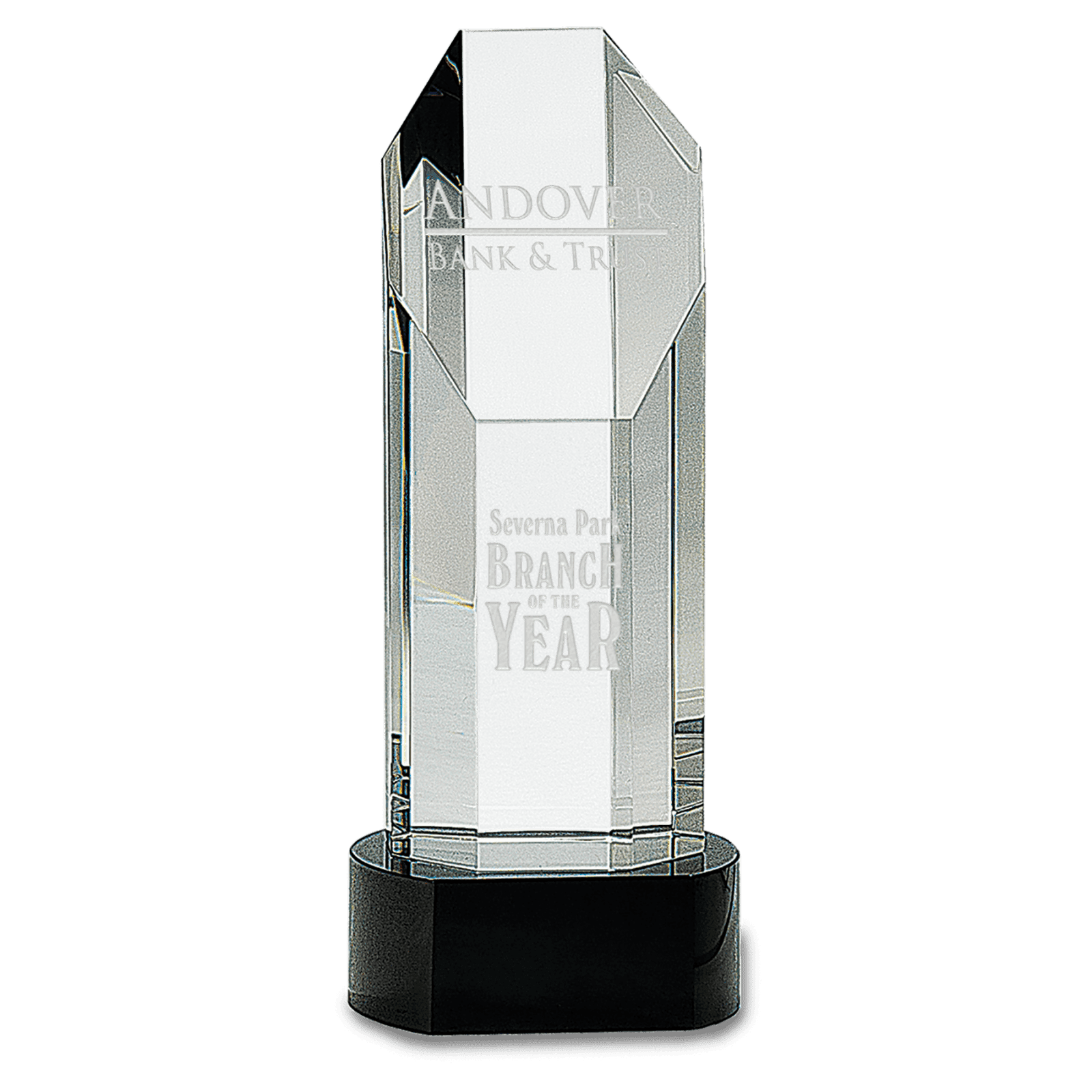 9 3/4" Crystal Octagon Slant-Top Tower on Black Crystal Base