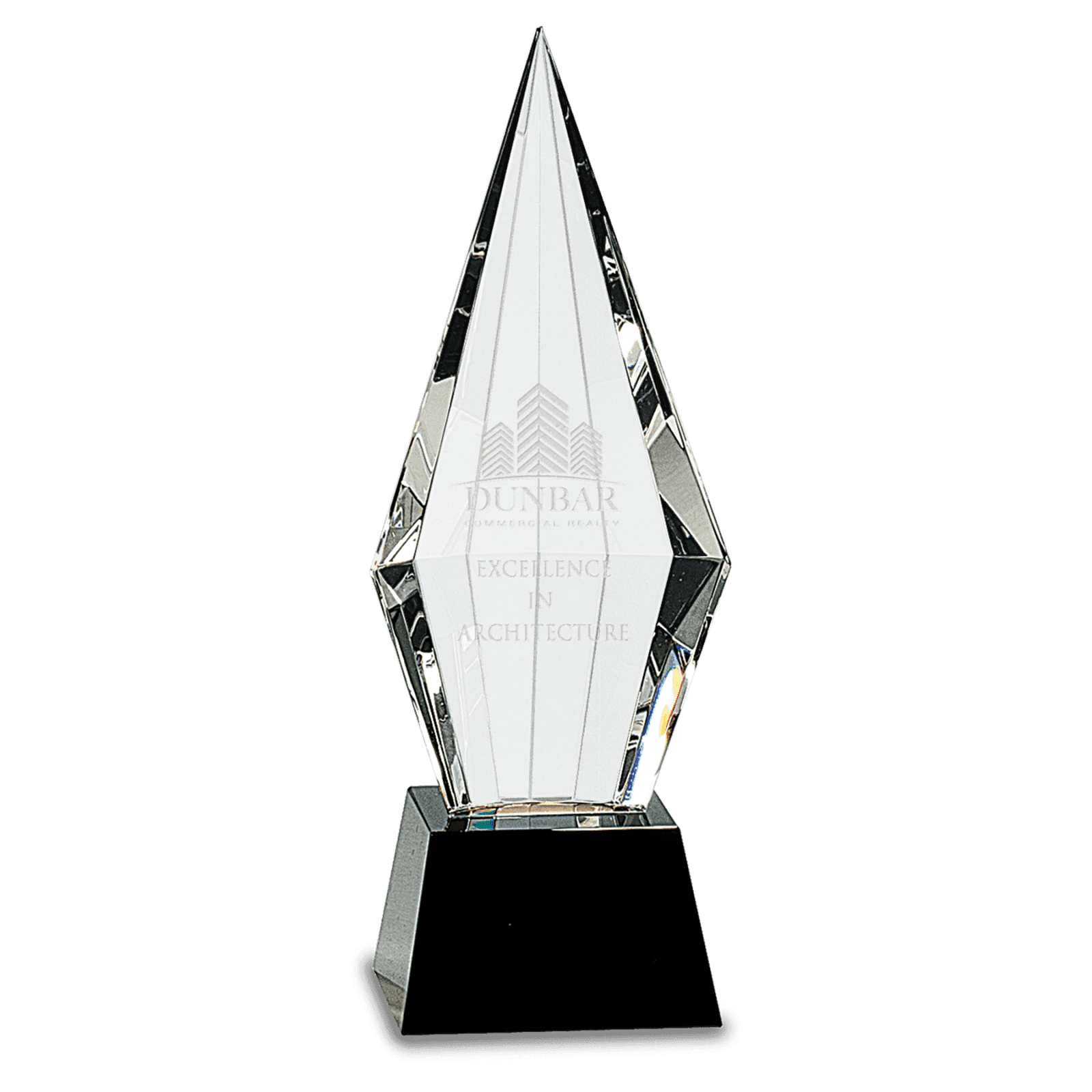 9 1/2" Crystal Faceted Obelisk on a Black Crystal Base